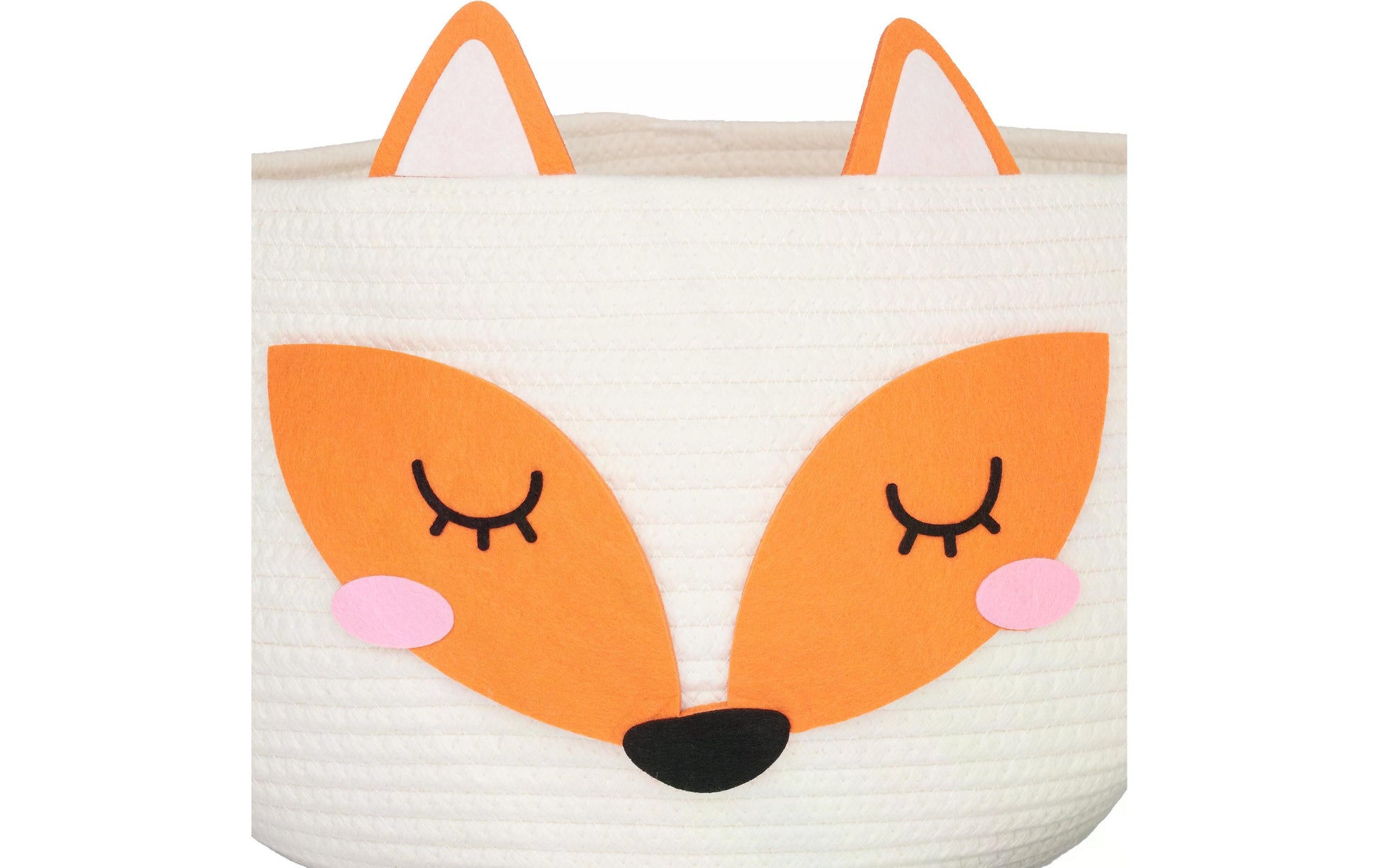 Relaxdays Aufbewahrungskorb – Baumwolle – Weiss/Orange – Ø 350 × 260 mm