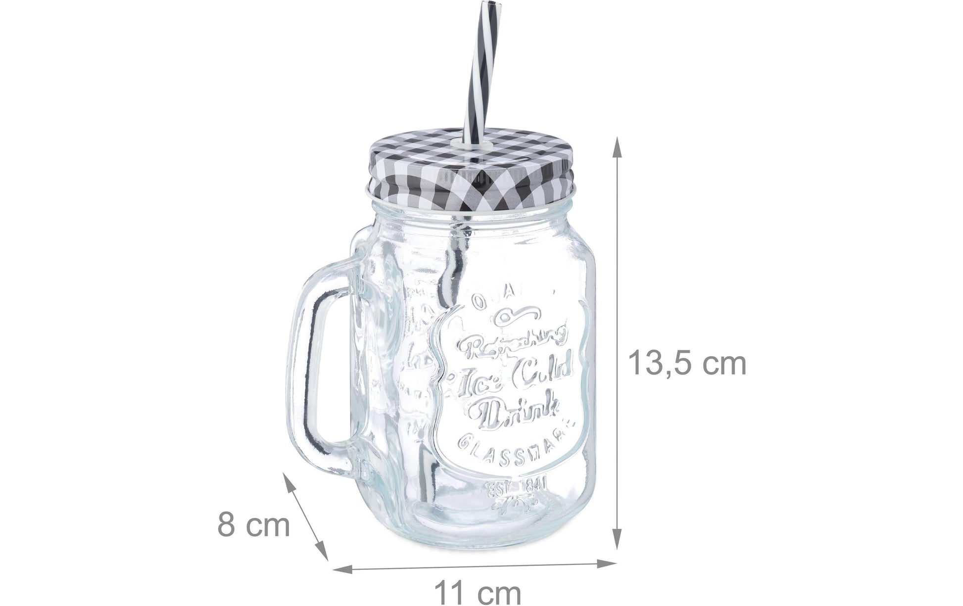 Relaxdays Trinkgläser – 8er Set, 500 ml, Glas, Schwarz/Weiss, spülmaschinenfest
