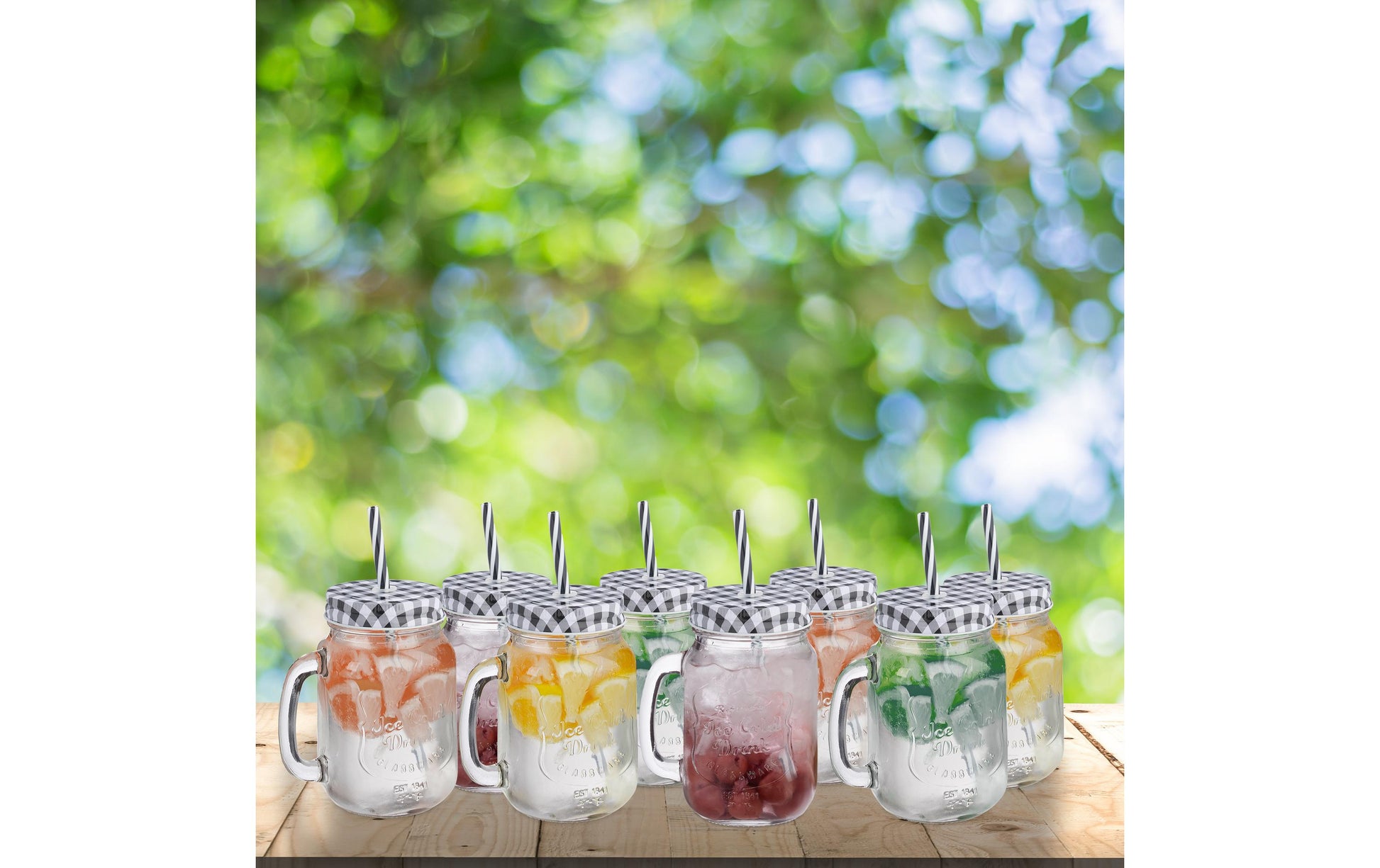 Relaxdays Trinkgläser – 8er Set, 500 ml, Glas, Schwarz/Weiss, spülmaschinenfest