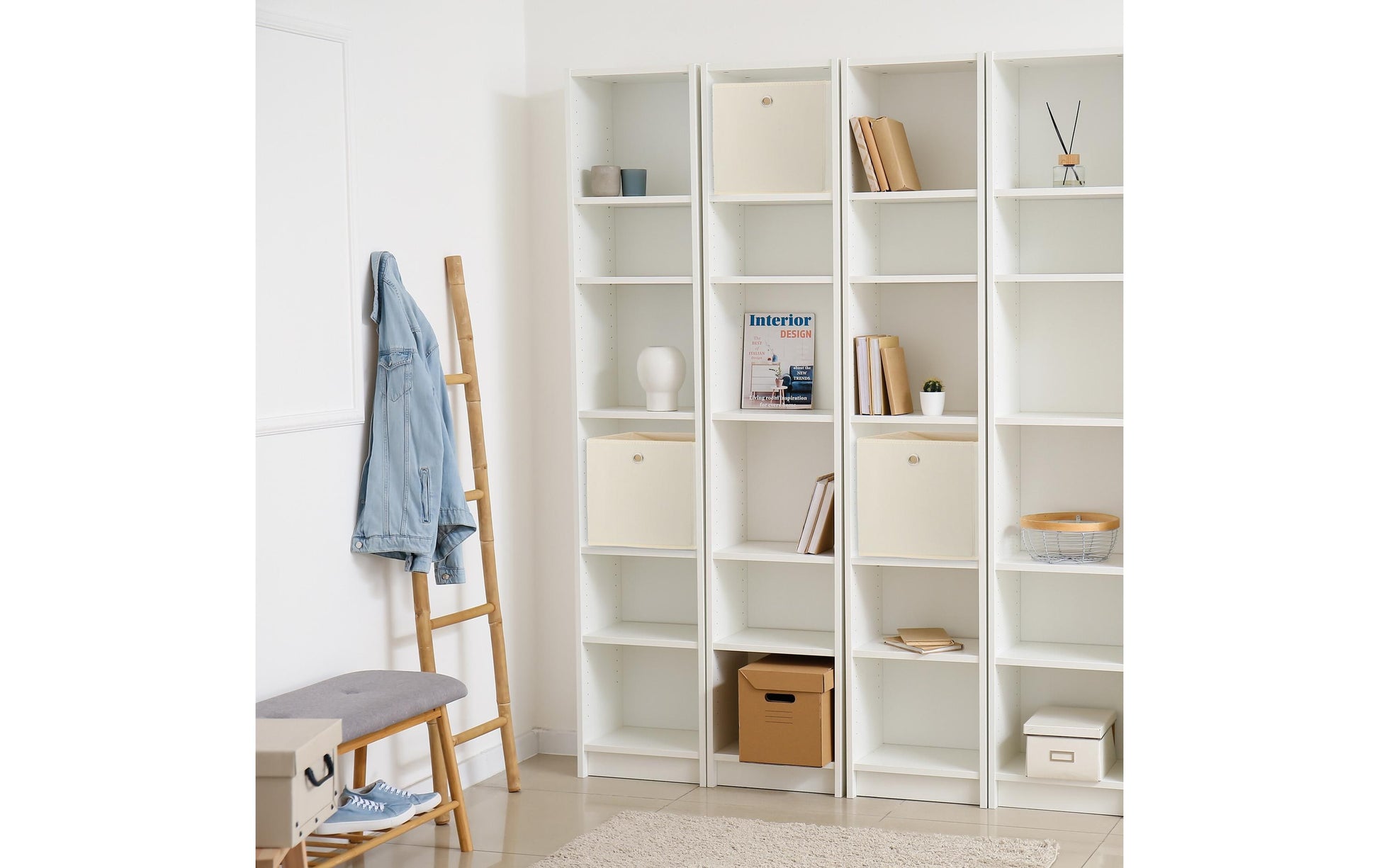 Relaxdays Aufbewahrungsbox Set 4-teilig – Karton/Vlies/Eisen – Beige/Silber – 300 × 300 × 300 mm