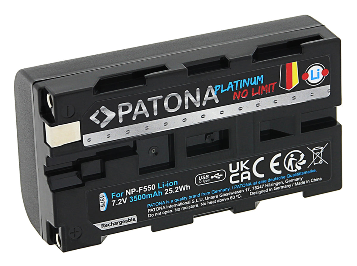 PATONA Platinum Akku 3'500 mAh, 7,2 V, USB-C – für Sony NP-F550, F330, F530 und andere