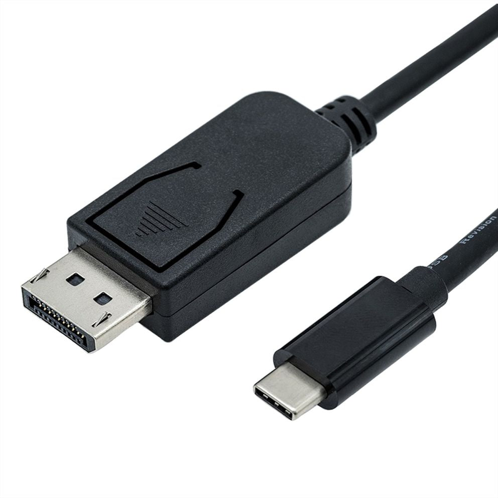 ROLINE USB-C zu DisplayPort Kabel – 4K (3840 × 2160) @ 60 Hz, DisplayPort 1.2, 1 m, für Geräte mit DP Alt Mode