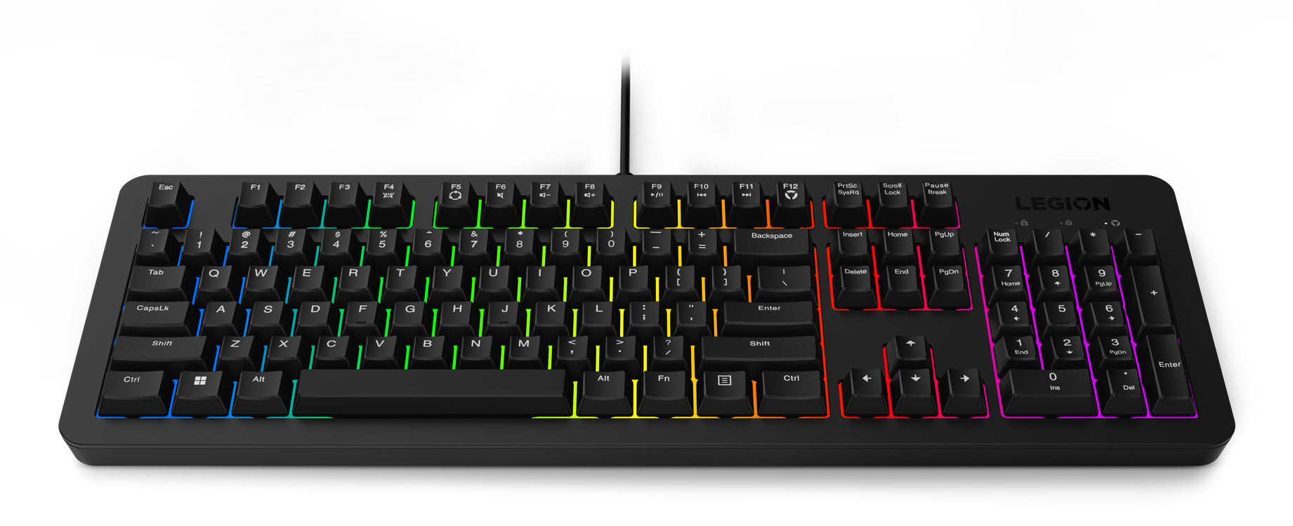 Lenovo K310 – Gaming-Tastatur – Membran – kabelgebunden, USB – QWERTY (US-INT) – RGB – Schwarz