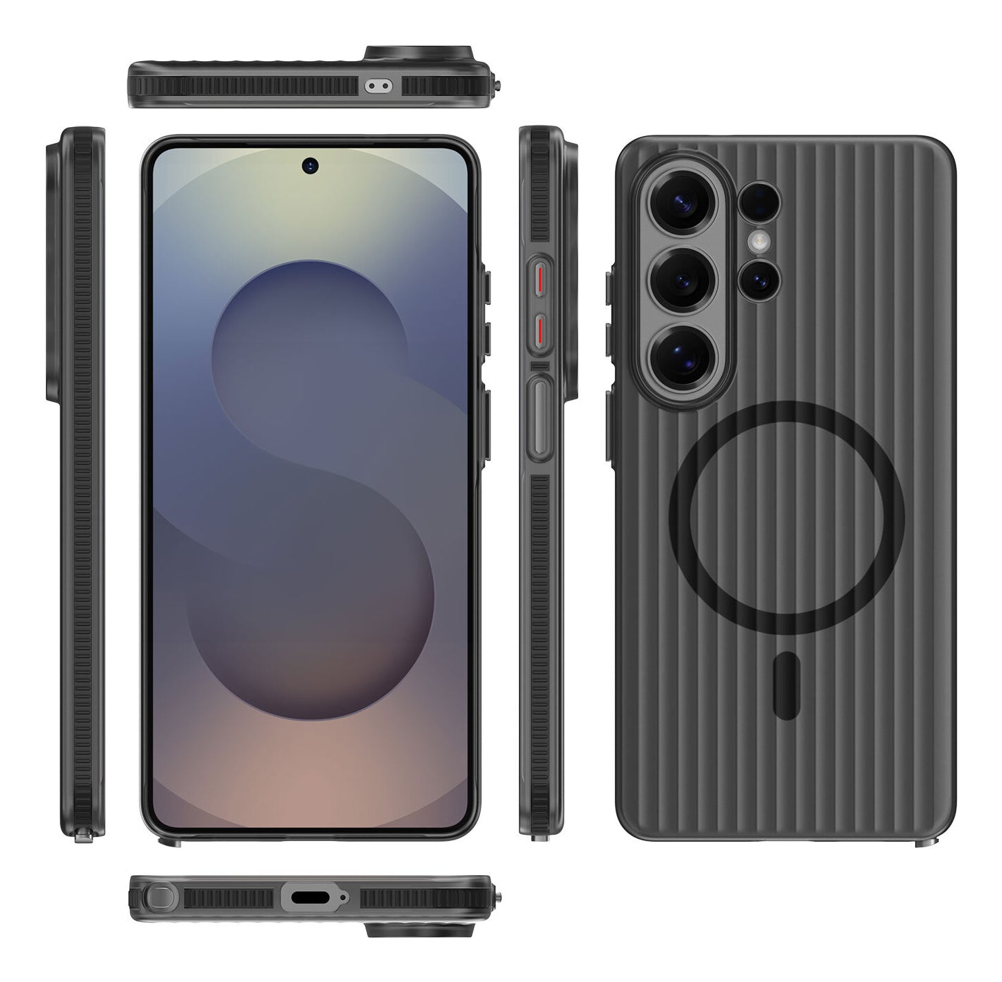 4smarts Design Case Aero Backcover – für Samsung Galaxy S26 Ultra, MagSafe, PC, Schwarz, Gerippt