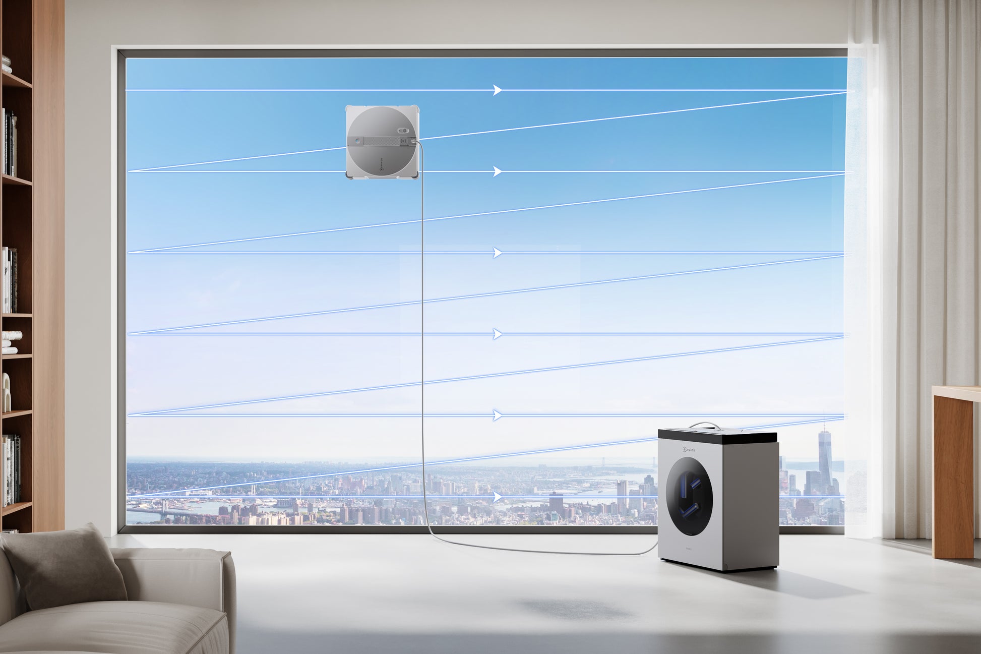 Ecovacs Reinigungsgerät WINBOT W3 OMNI – 110 min Betriebsdauer – Silber, Weiss – 27,0 × 27,0 × 7,6 cm