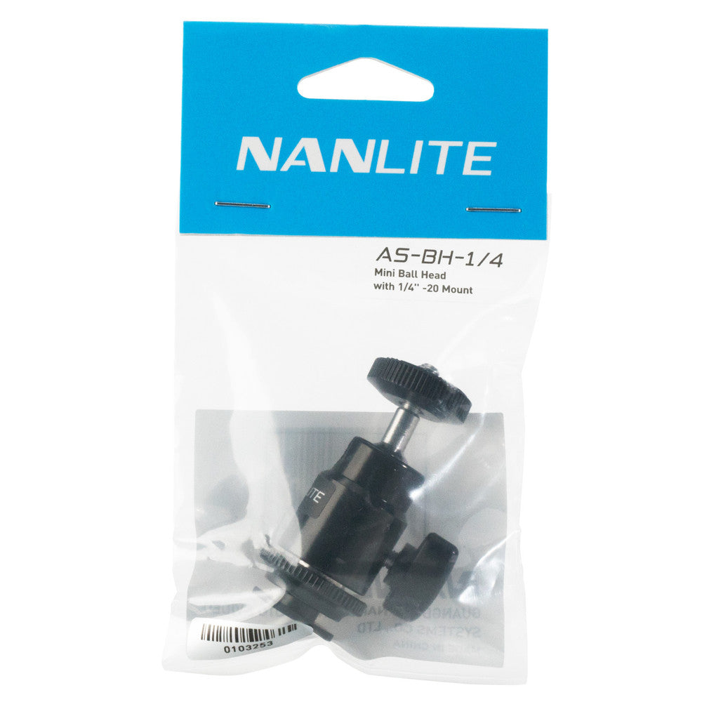 Nanlite AS-BH-1/4 Kugelkopf – 1/4"-20 Aufsatz, 35 × 25 × 25,4 mm – Schwarz