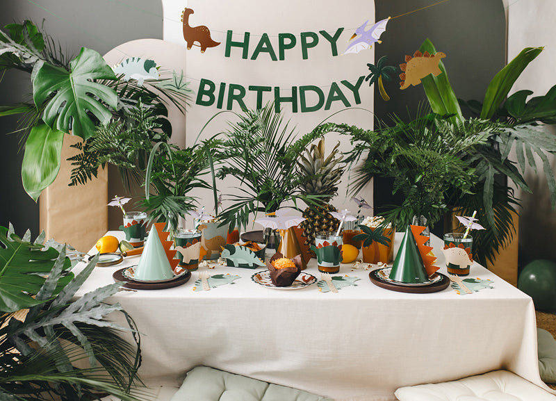 PartyDeco Servietten Dinosaurier, 36 × 20 cm, grün – FSC – 12 Stk.