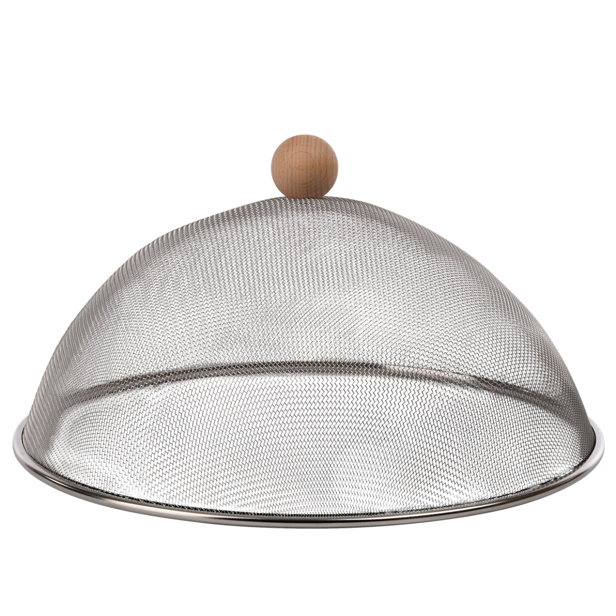 Esschert Design Lebensmittelabdeckung Ø 30,0 × 16,3 cm, Edelstahl/Holz, Silber