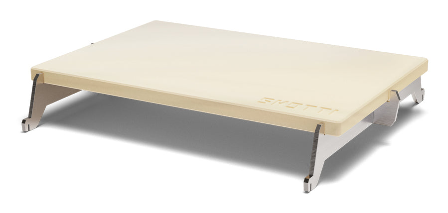Skotti Pizzastein 24 × 16,5 × 1 cm, Stein/Edelstahl, Beige, für Grill