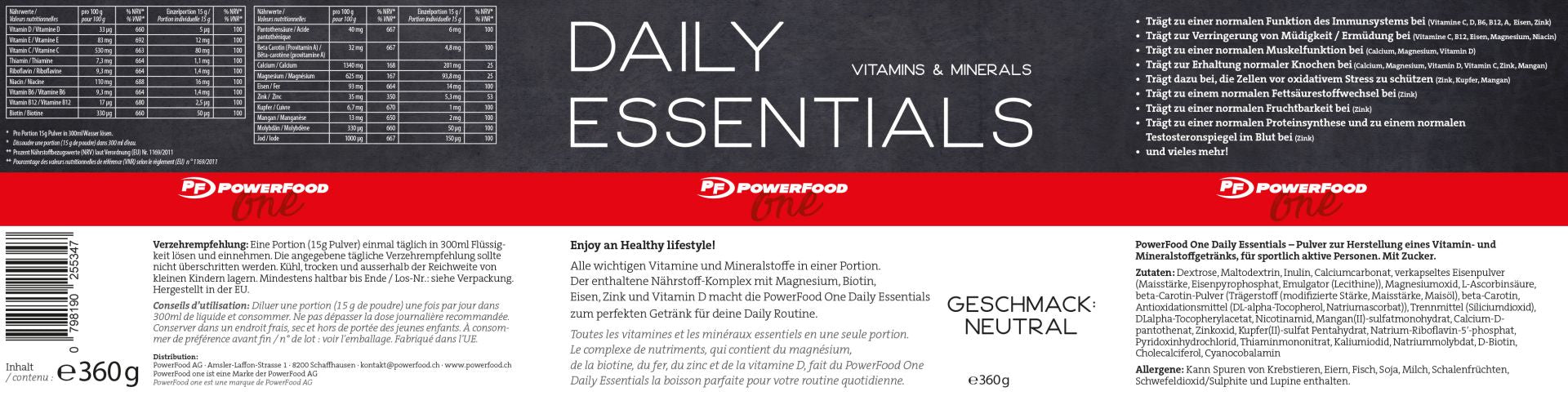 PowerFood Instant-Getränkepulver One Daily Essentials Neutral