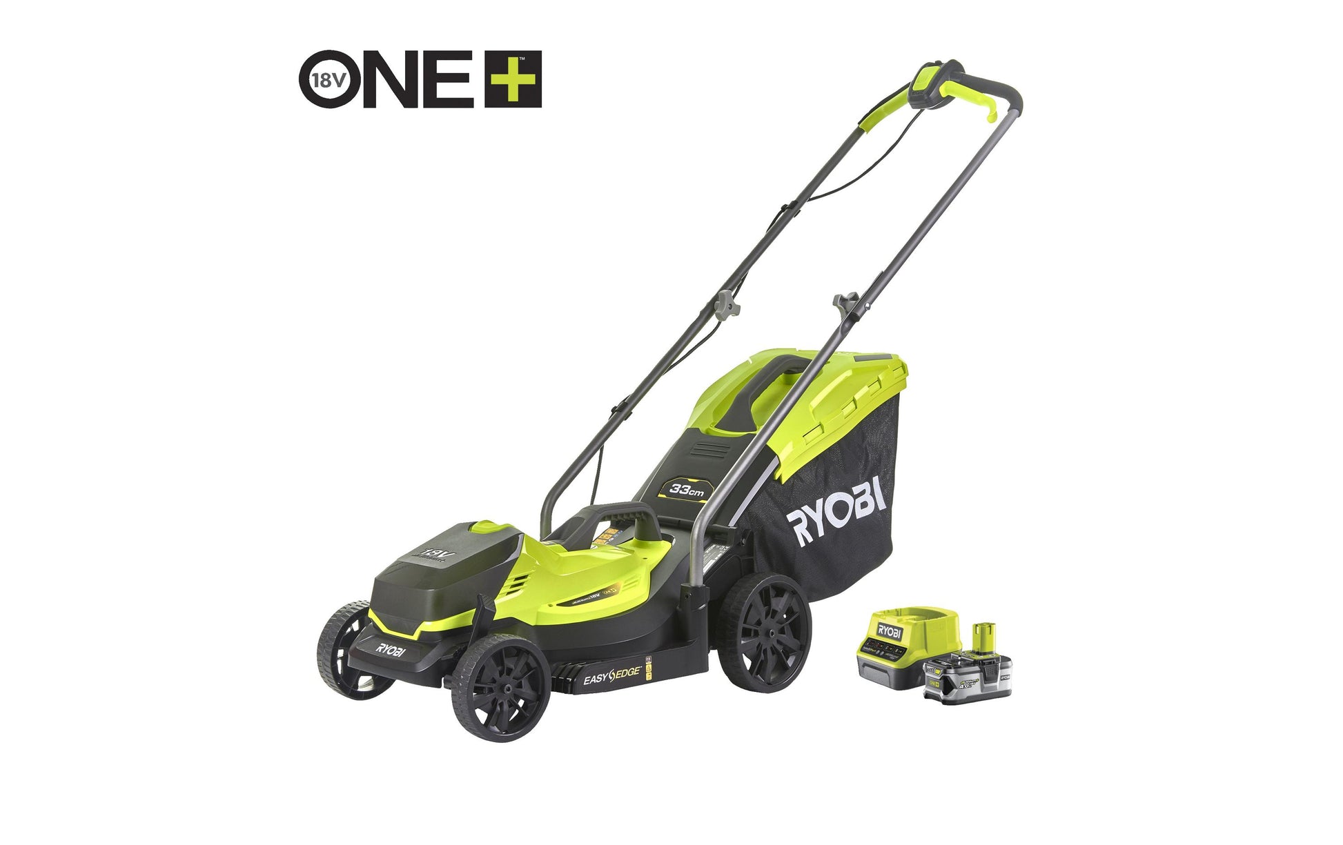 Ryobi RLM18X33B40 Akku-Rasenmäher – 18 V – Schnittbreite 33 cm – 4,0 Ah & Ladegerät – ONE+