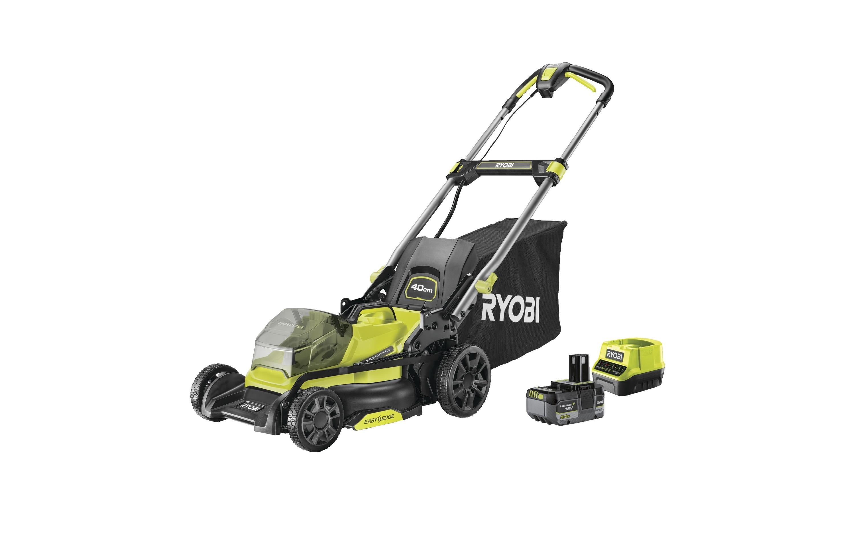 Ryobi RY18LMX40C-150 Akku-Rasenmäher – 18 V – 40 cm – 50 l – 5 Ah & Ladegerät – ONE+