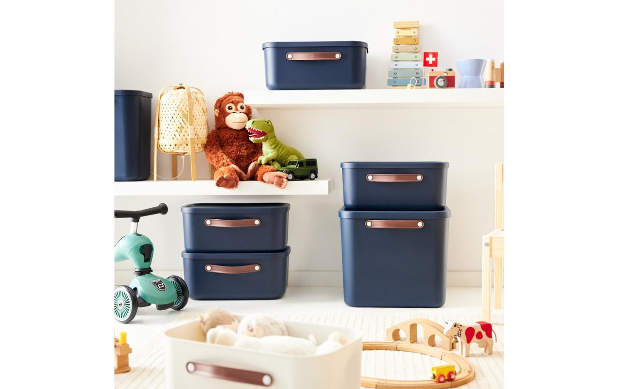 Rotho MALOJA Aufbewahrungsbox 40 l (mit Deckel) – Kunststoff – Blau – 380 × 340 × 395 mm