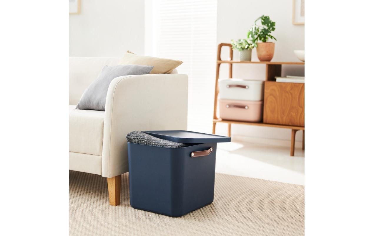 Rotho MALOJA Aufbewahrungsbox 40 l (mit Deckel) – Kunststoff – Blau – 380 × 340 × 395 mm
