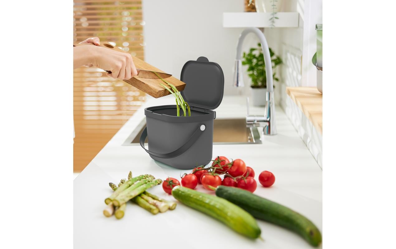 Rotho Komposteimer – 3,2 l – Kunststoff (PP), rechteckig – Anthrazit
