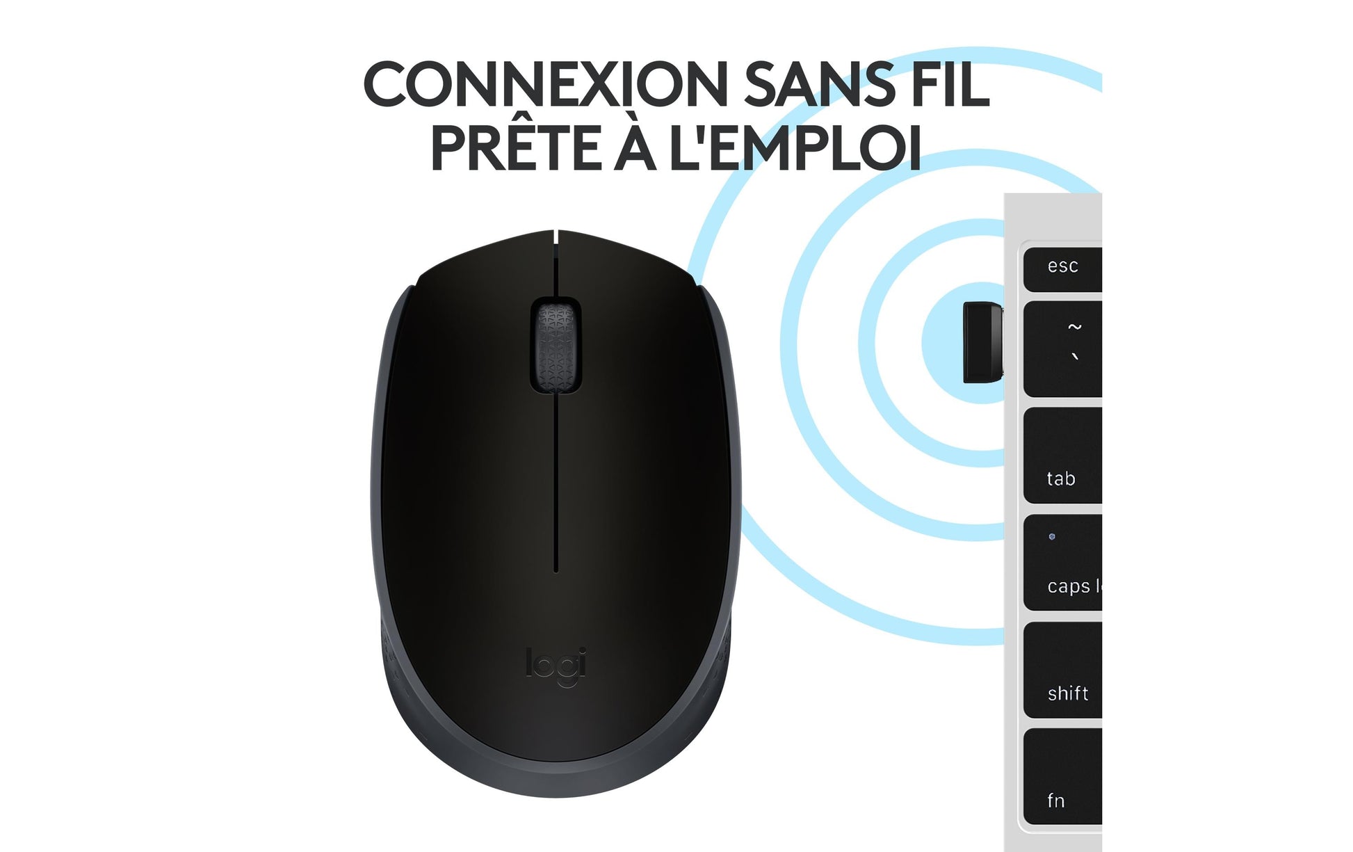 Logitech M171 – Maus – Kabellos (2,4 GHz), 1000 DPI, beidhändig, Schwarz