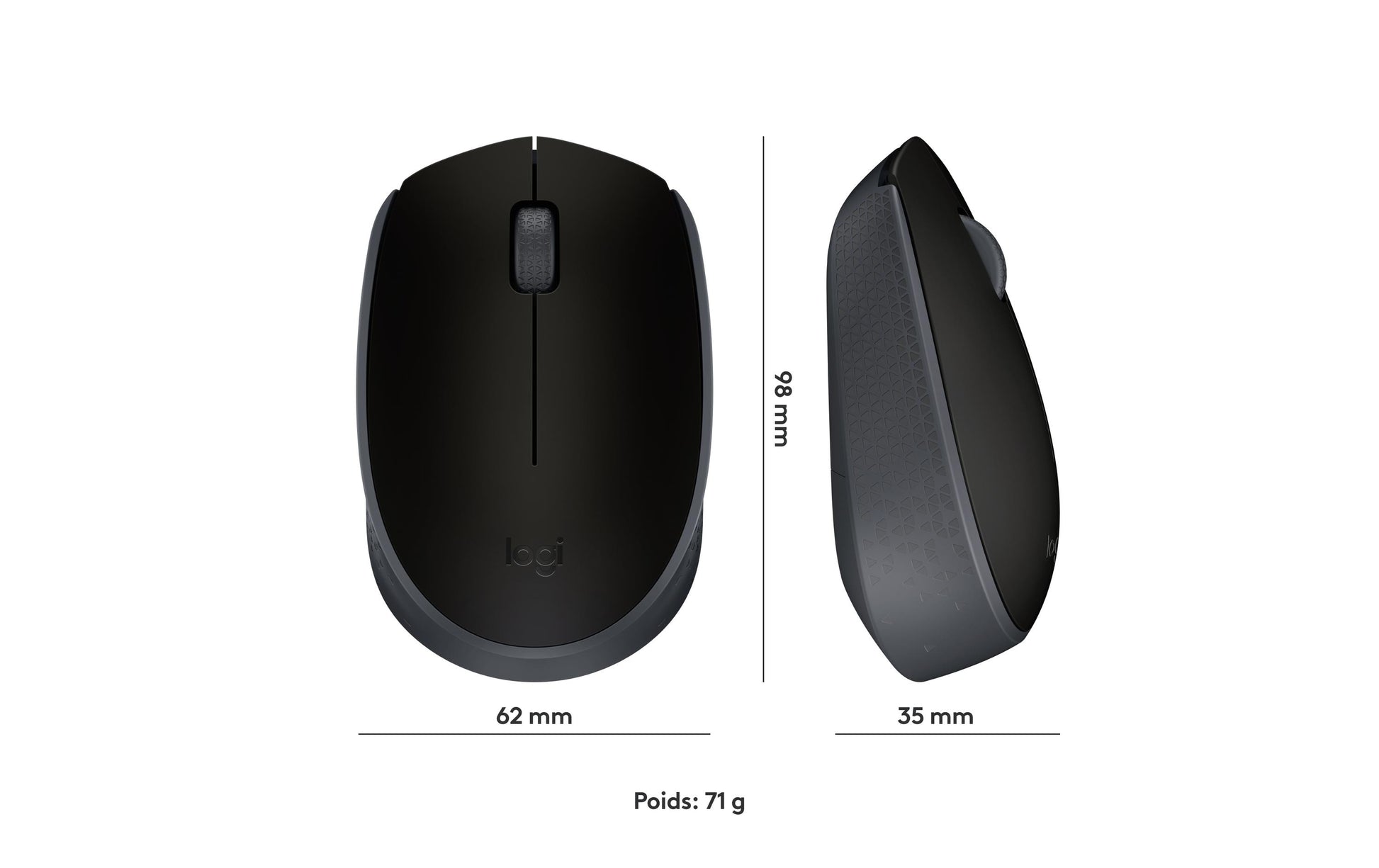 Logitech M171 – Maus – Kabellos (2,4 GHz), 1000 DPI, beidhändig, Schwarz