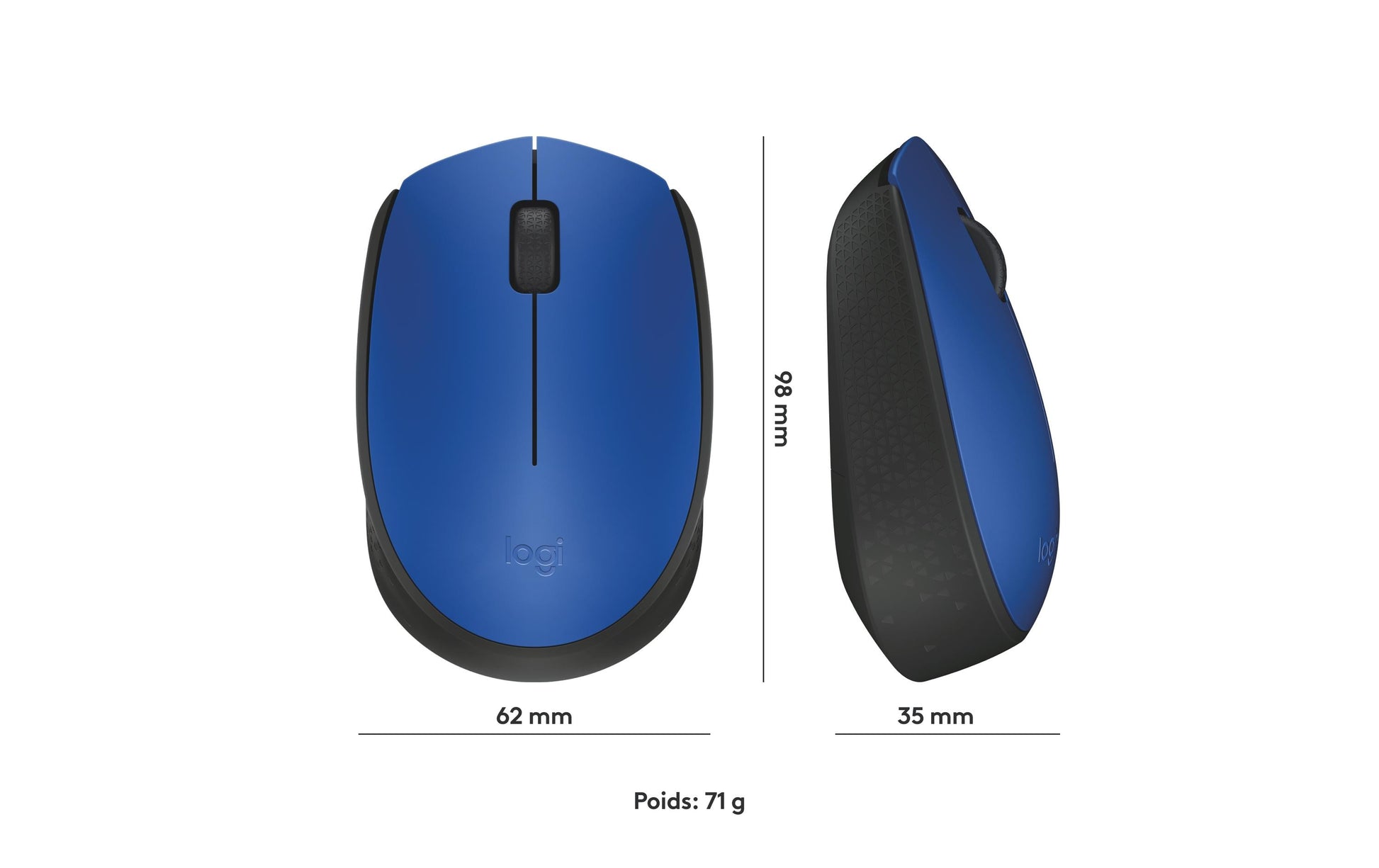 Logitech M171 – Maus – Kabellos (2,4 GHz), beidhändig, Blau