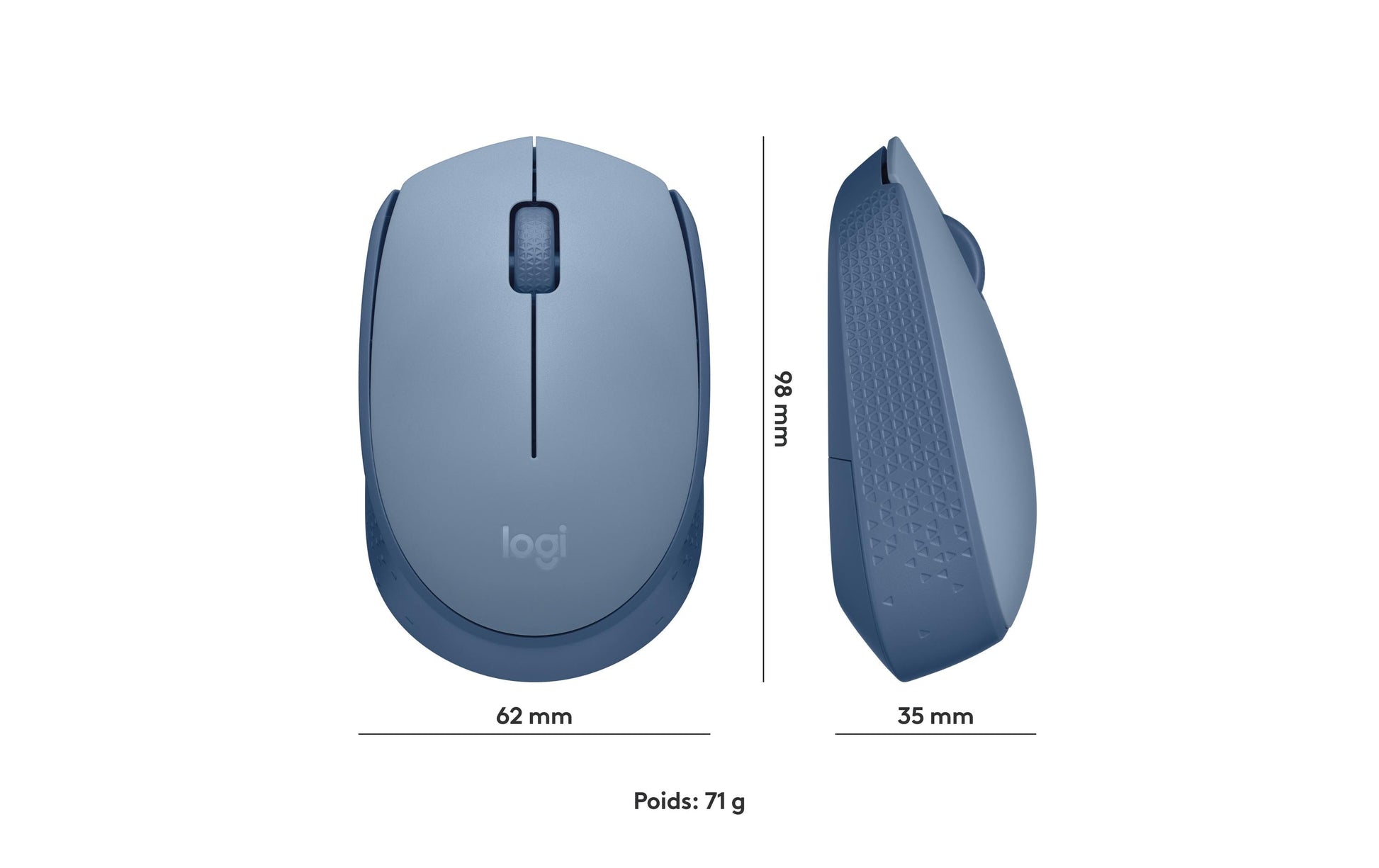 Logitech M171 – Maus – Kabellos (2,4 GHz), Beidhändig, Blau