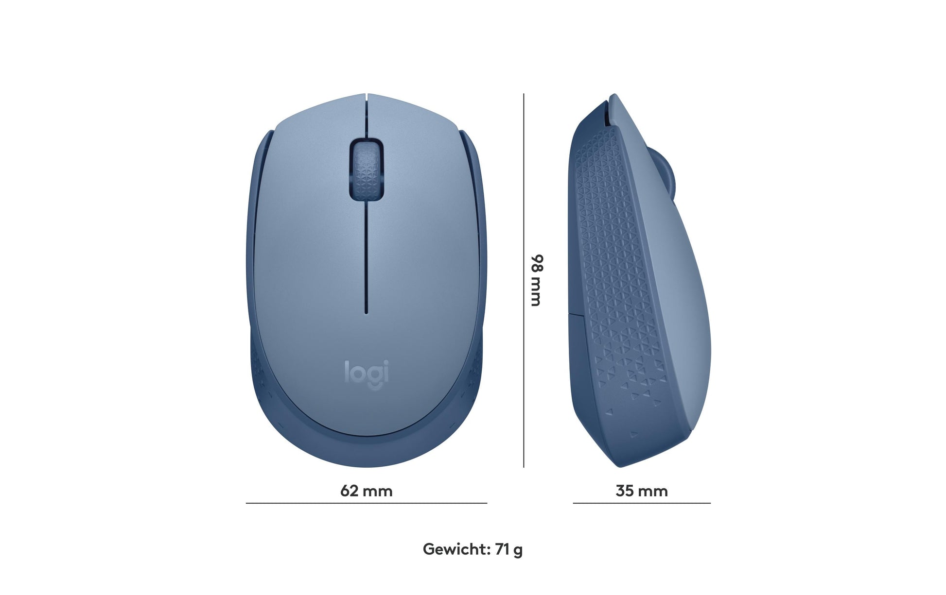Logitech M171 – Maus – Kabellos (2,4 GHz), Beidhändig, Blau