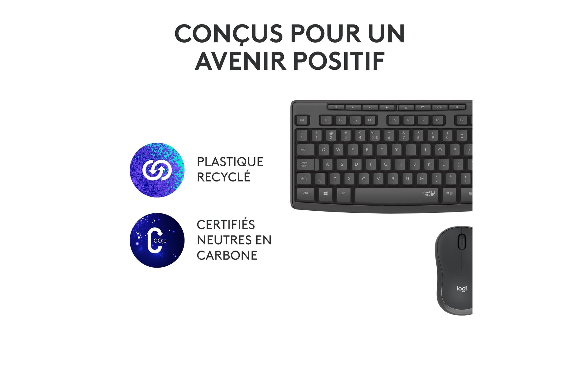 Logitech MK295 Silent – Tastatur-Maus-Set – 2,4 GHz USB-A (Nano-Empfänger) – QWERTY (US-INT) – Graphit