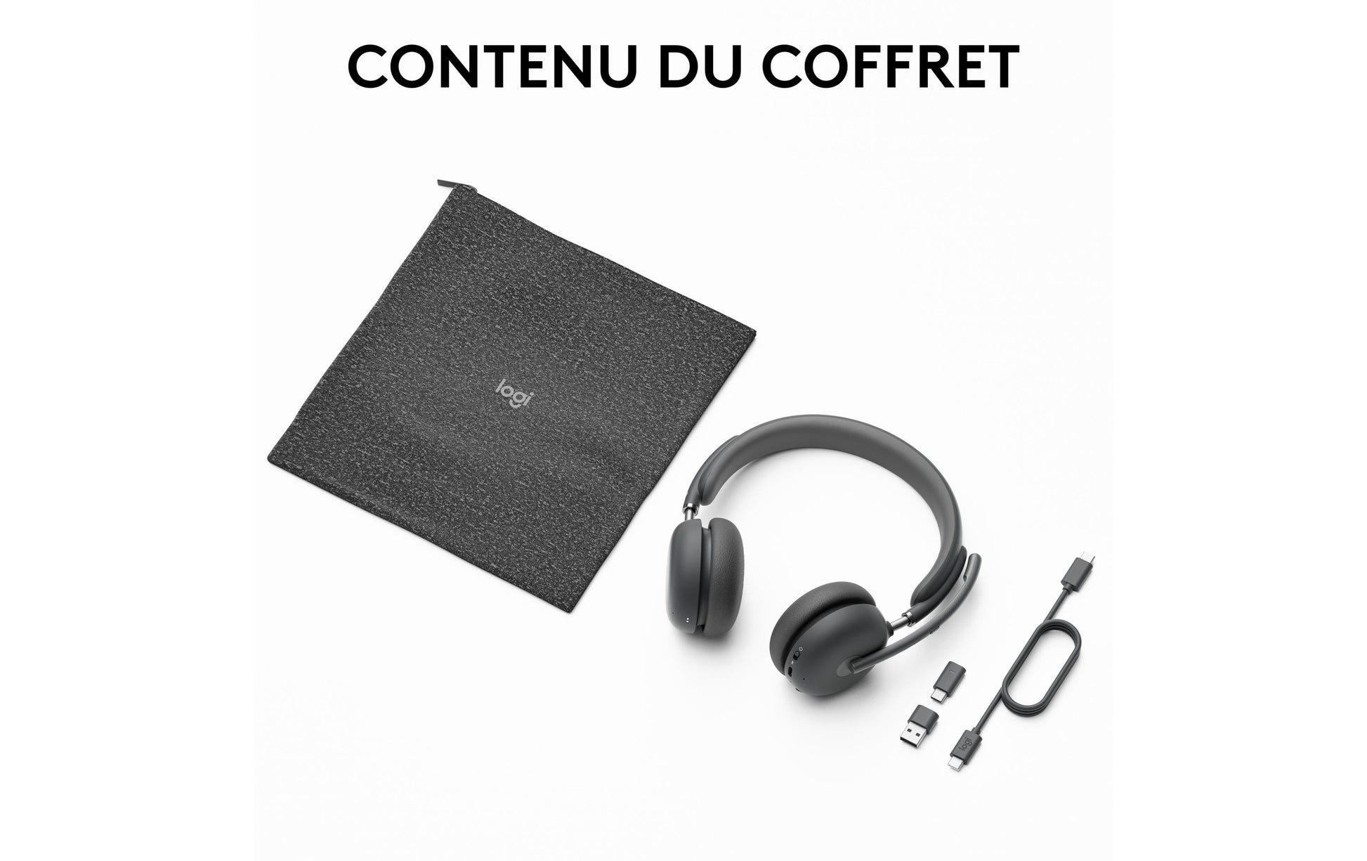 Logitech Zone Wireless 2 Office-Headset – On-Ear, Kabel + BT, ANC, MS Teams zertifiziert, mit USB-C-Dongle, Graphit