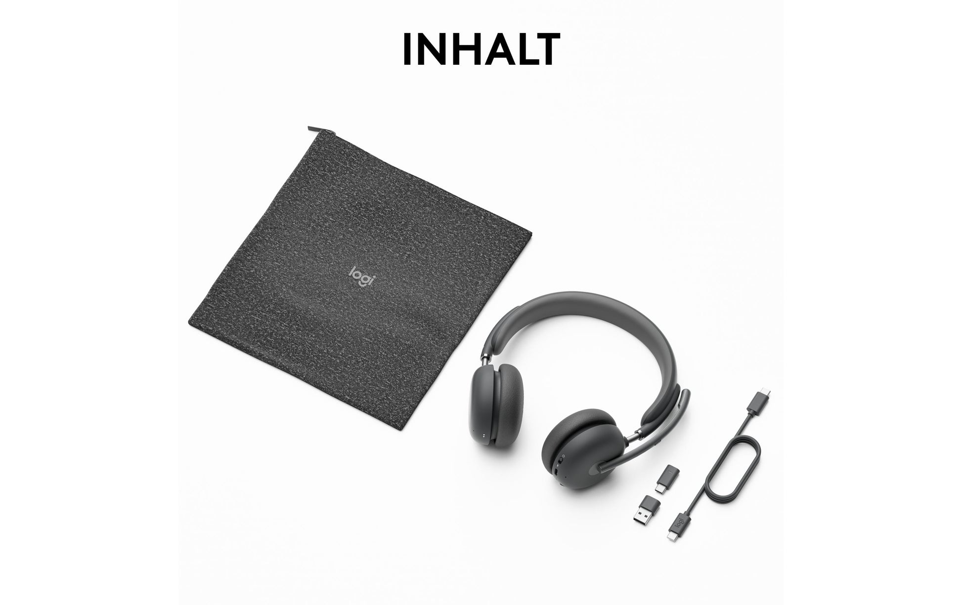 Logitech Zone Wireless 2 Office-Headset – On-Ear, Kabel + BT, ANC, MS Teams zertifiziert, mit USB-C-Dongle, Graphit