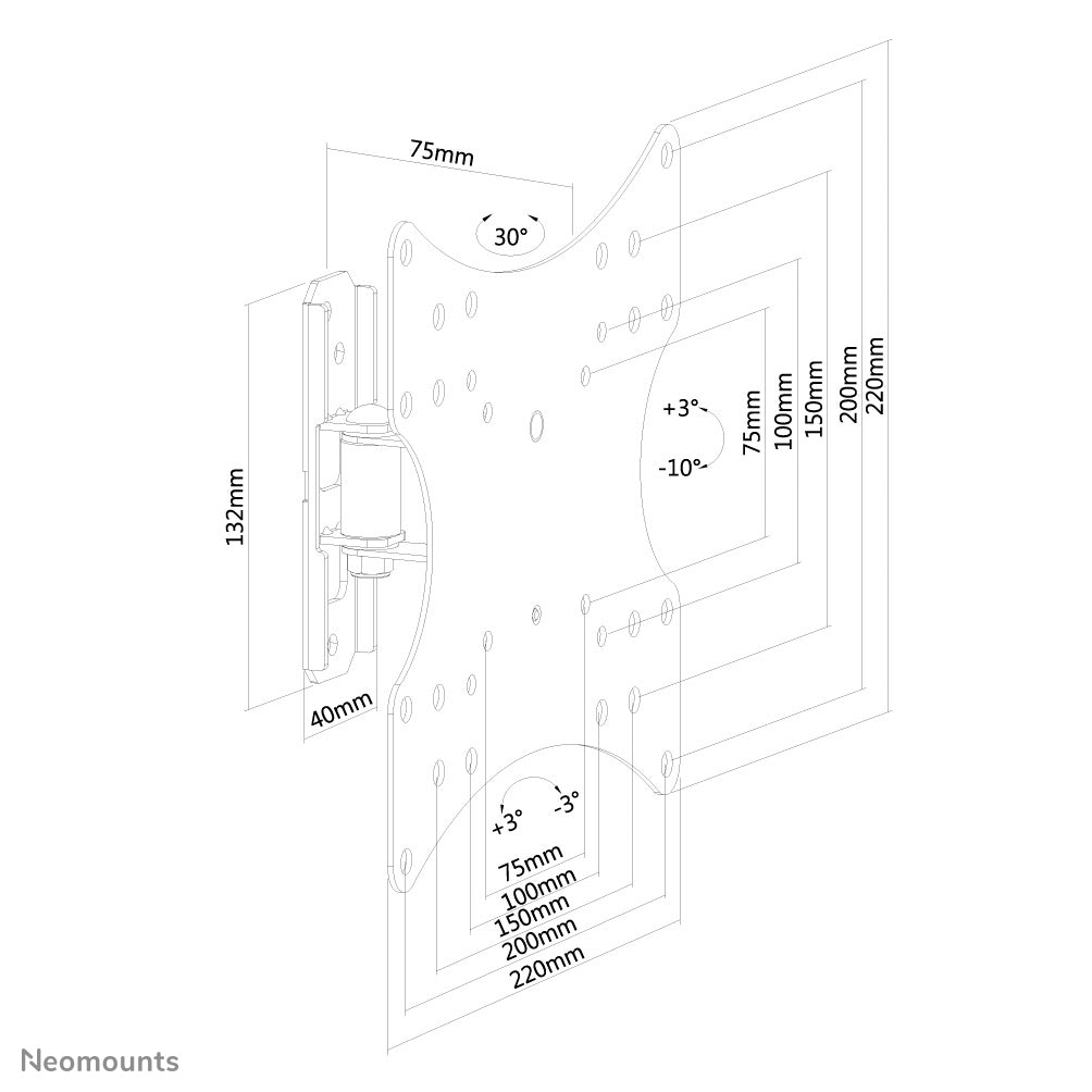 Neomounts FPMA-W115 – Wandhalterung, schwenkbar, neigbar, für 10–40", VESA 75×75–200×200, bis 25 kg, silber