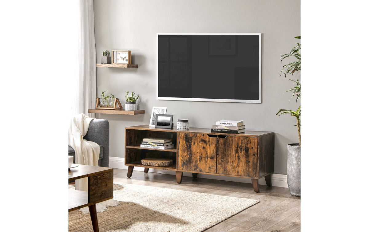 Songmics Vasagle TV-Möbel für TVs bis 55" – 140 × 40 × 50 cm – Spanplatte – Braun – mit 2 Regalen, 2 Türen