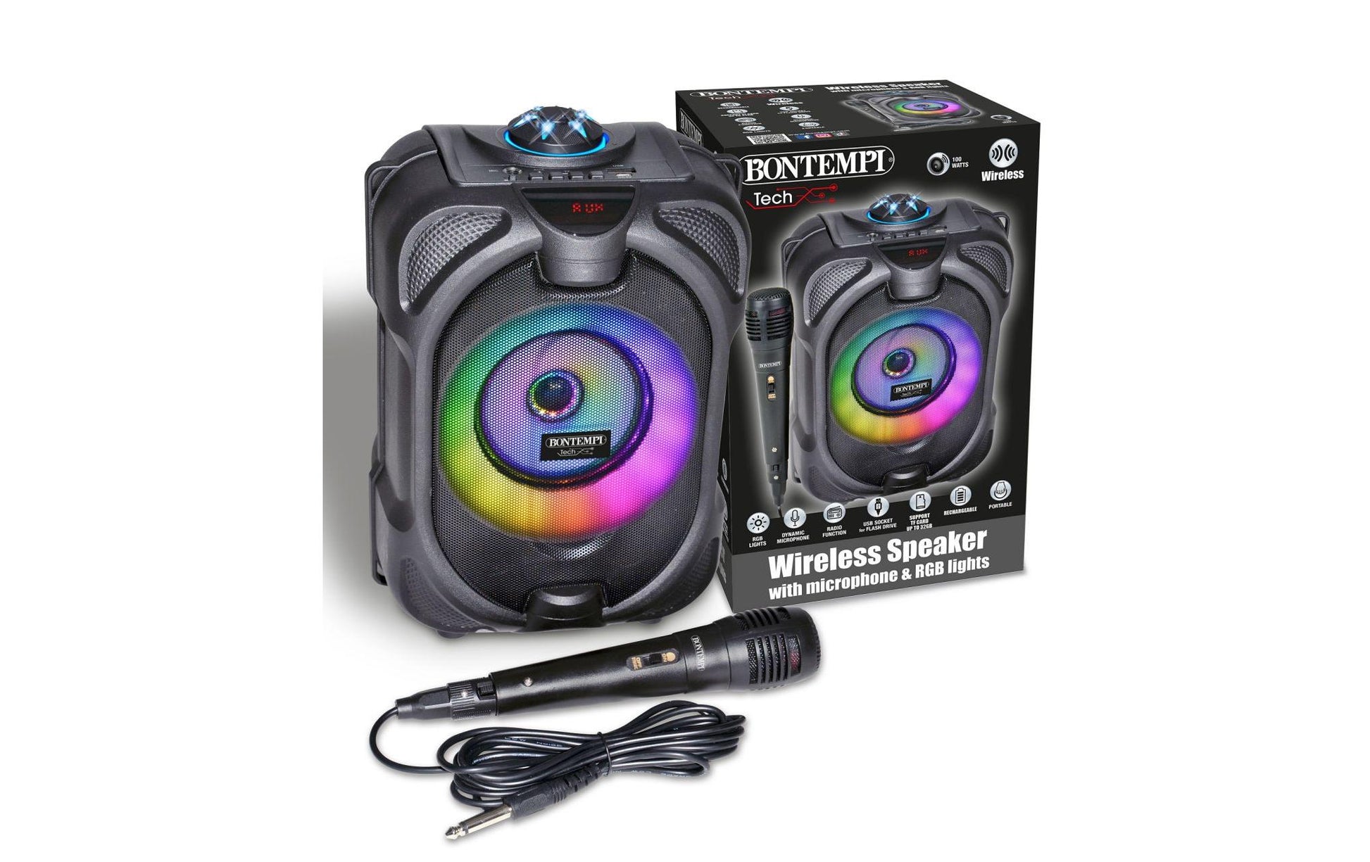 Bontempi 49 1020 – Party-Lautsprecher – 80 W, LED, Schwarz