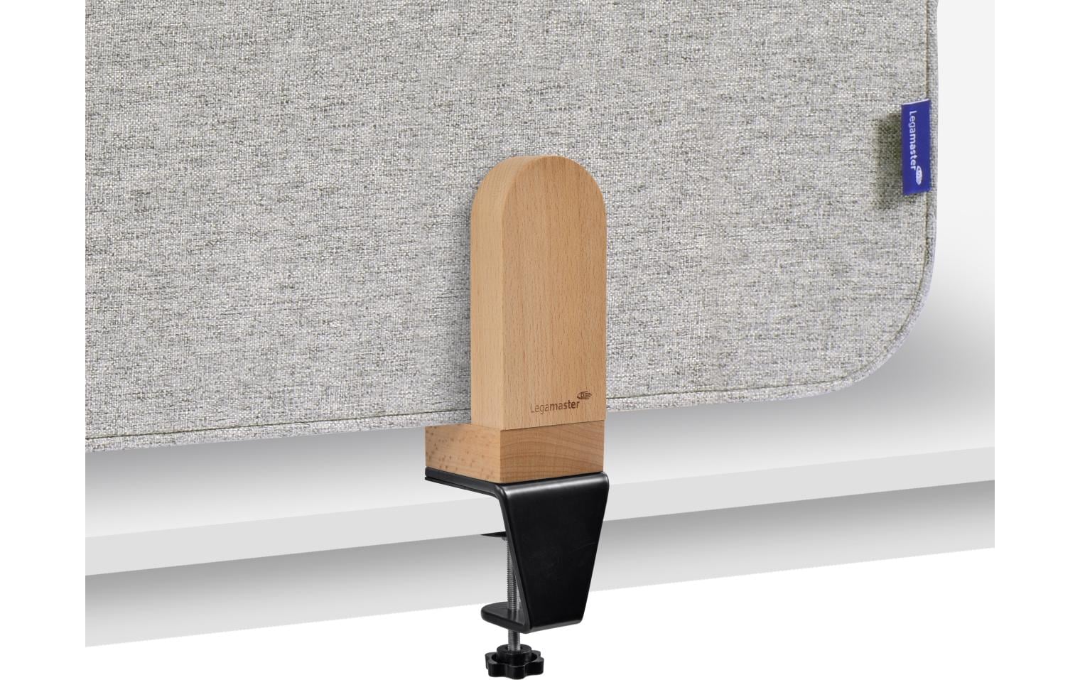 Legamaster Tischtrennwand ELEMENTS – 1'600 × 600 mm, Recycled PET, grau, mit Klemmen, doppelseitig