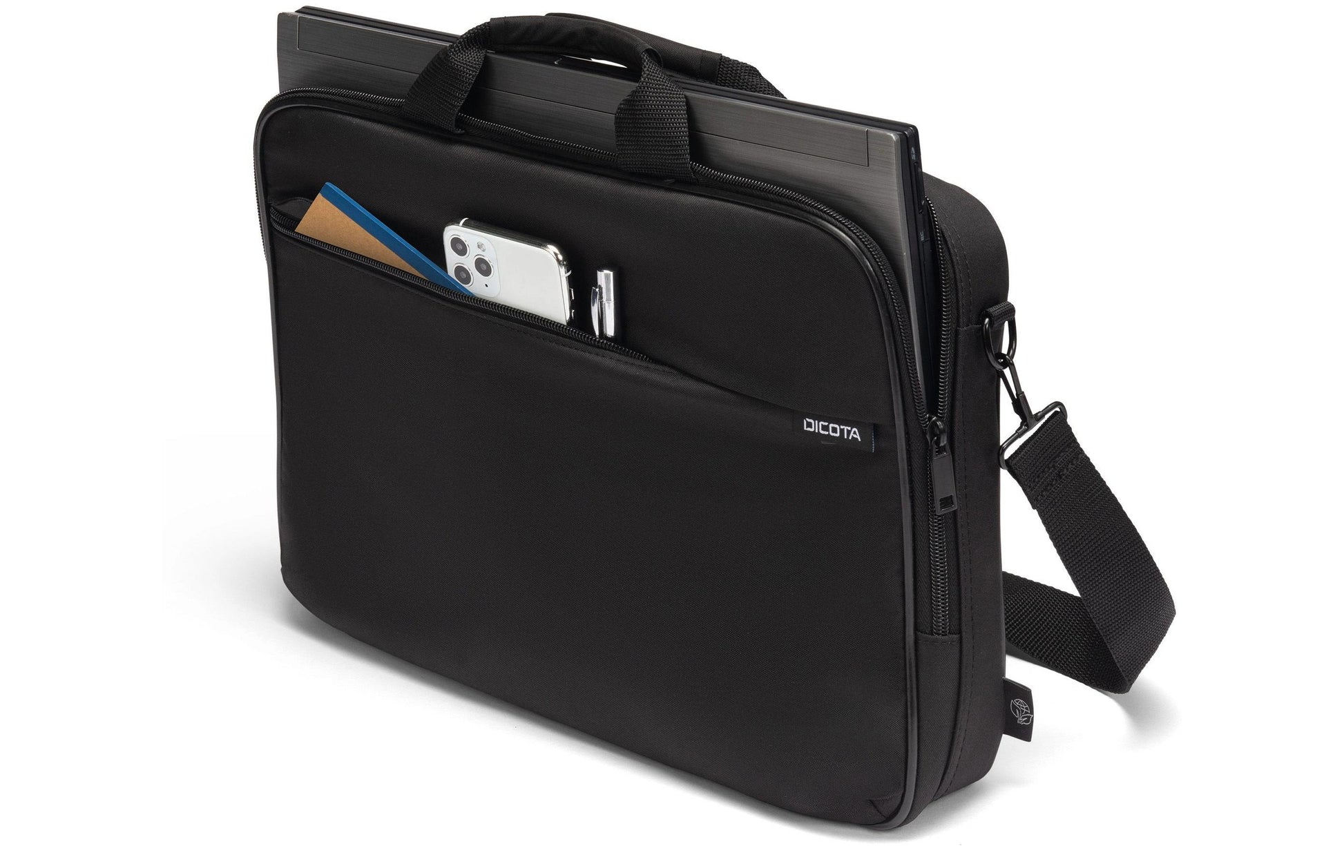 DICOTA Notebook-Tasche für Notebooks bis 17,3" – Abnehmbarer Gurt, Gepolstertes Fach – Schwarz