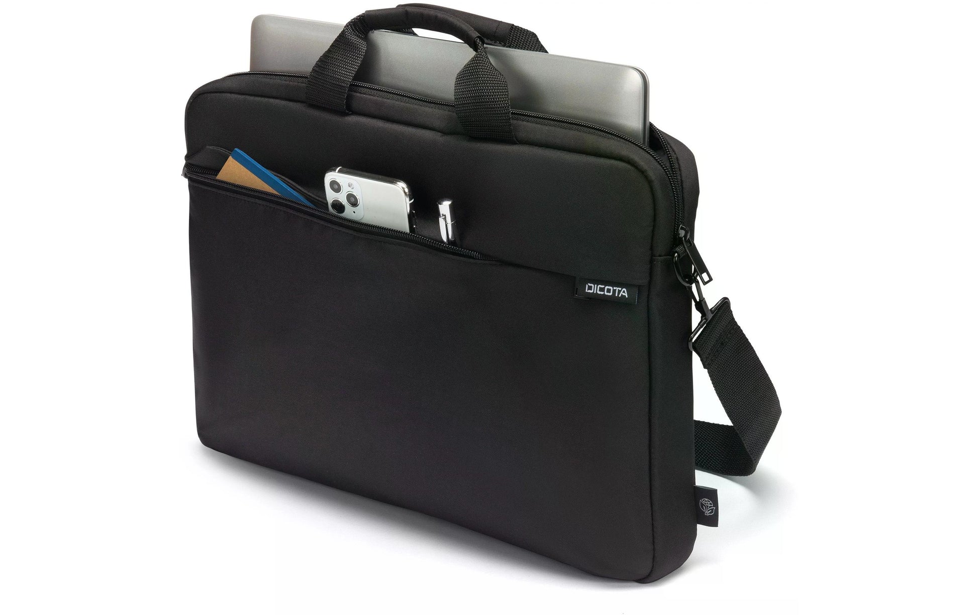 DICOTA Slim Case ONE Notebook-Tasche für Notebooks bis 14,1" – Recyceltes Polyester, Schwarz