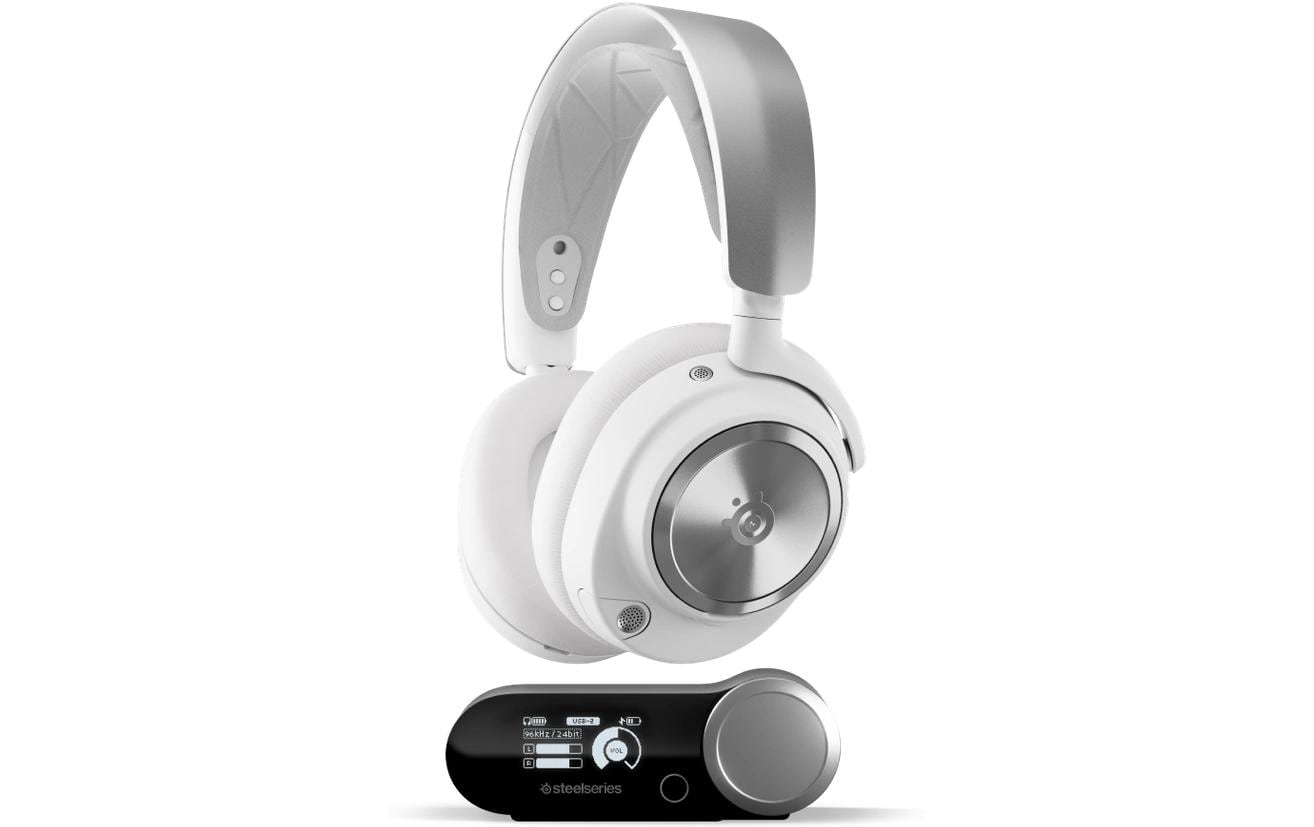 SteelSeries Arctis Nova Pro WL – Over-Ear Gaming-Headset – Wireless – Weiss, für PC/PS4 – bis 44 h