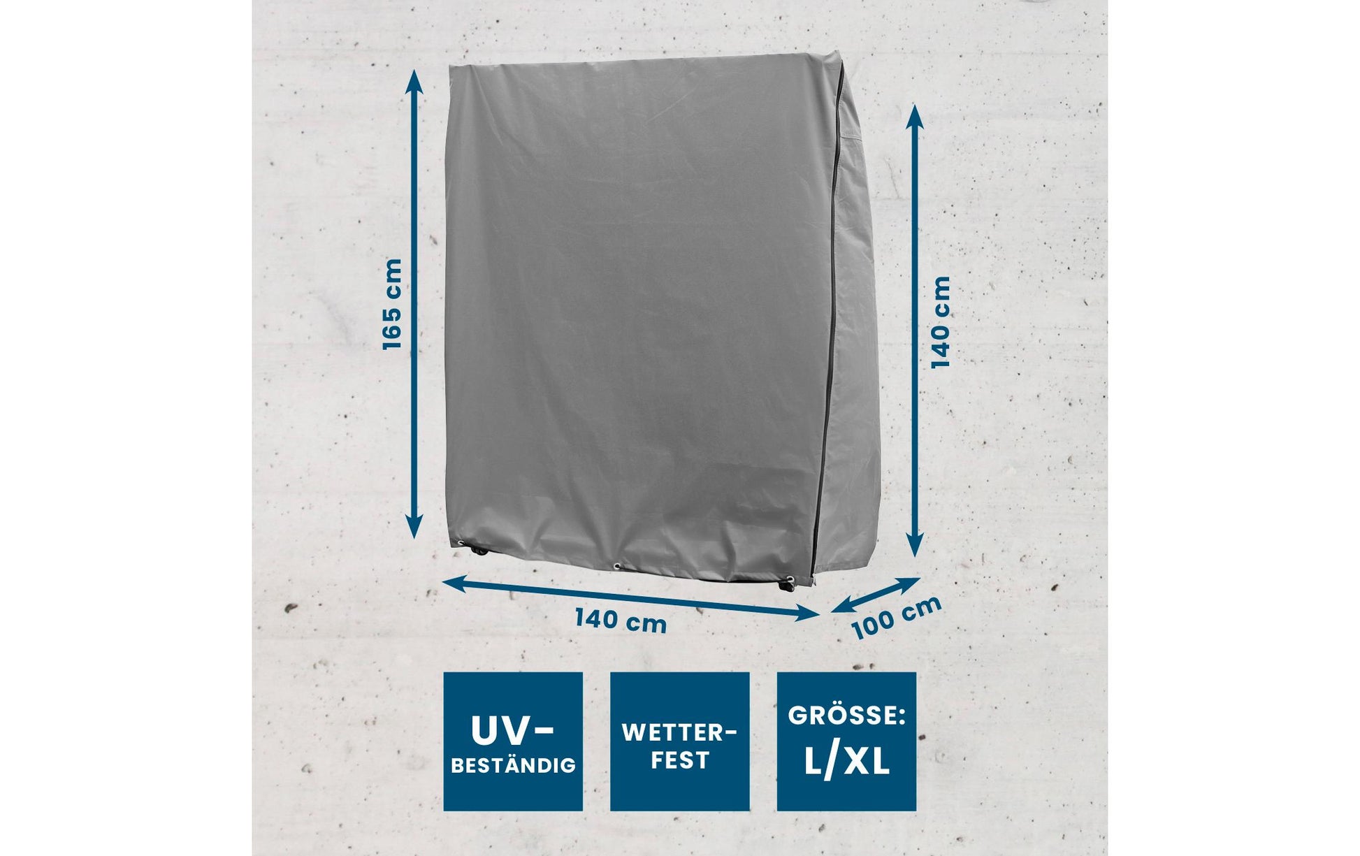 Hoberg Strandkorbabdeckung – 140 × 100 × 165 cm, Grau