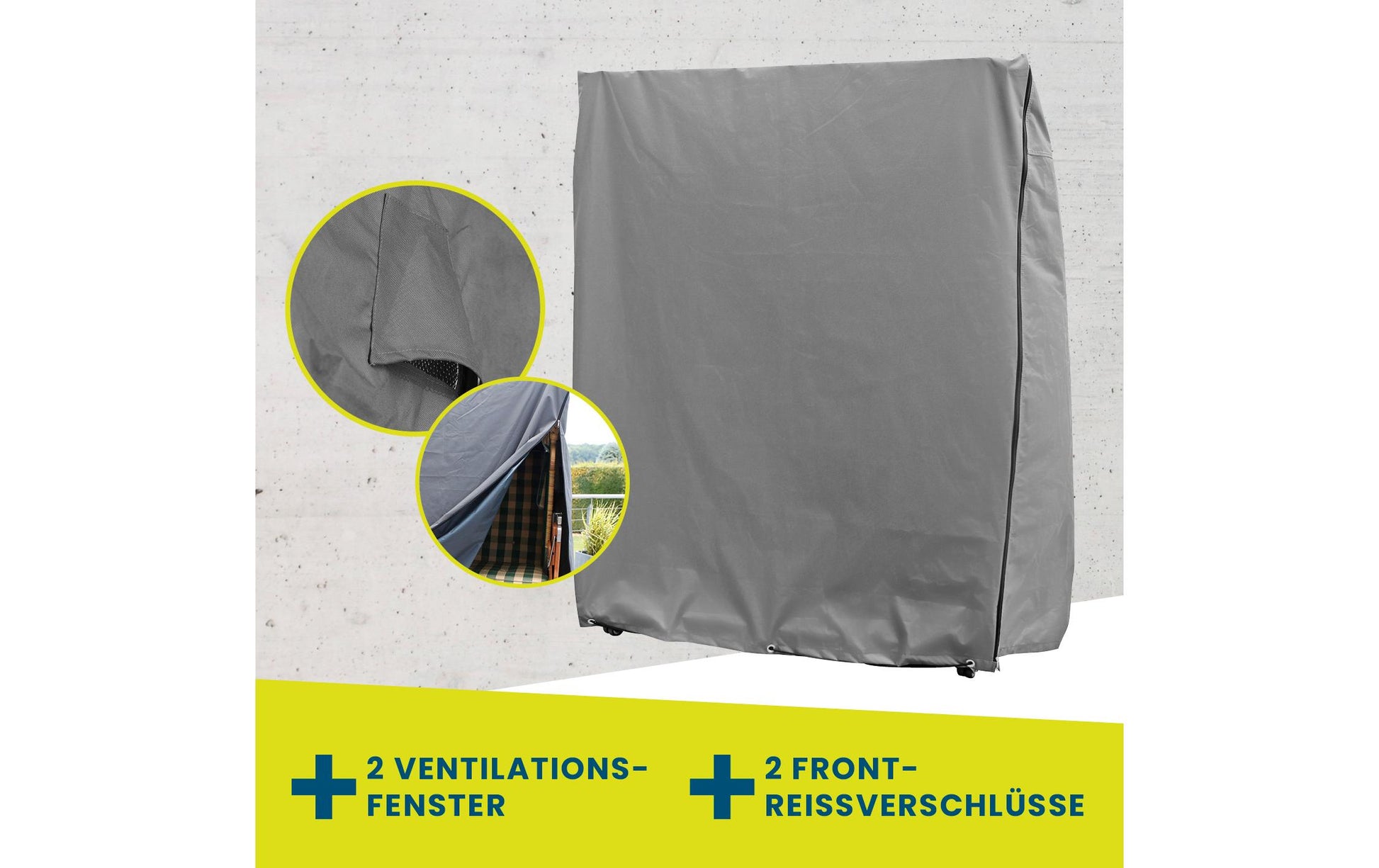 Hoberg Strandkorbabdeckung – 140 × 100 × 165 cm, Grau