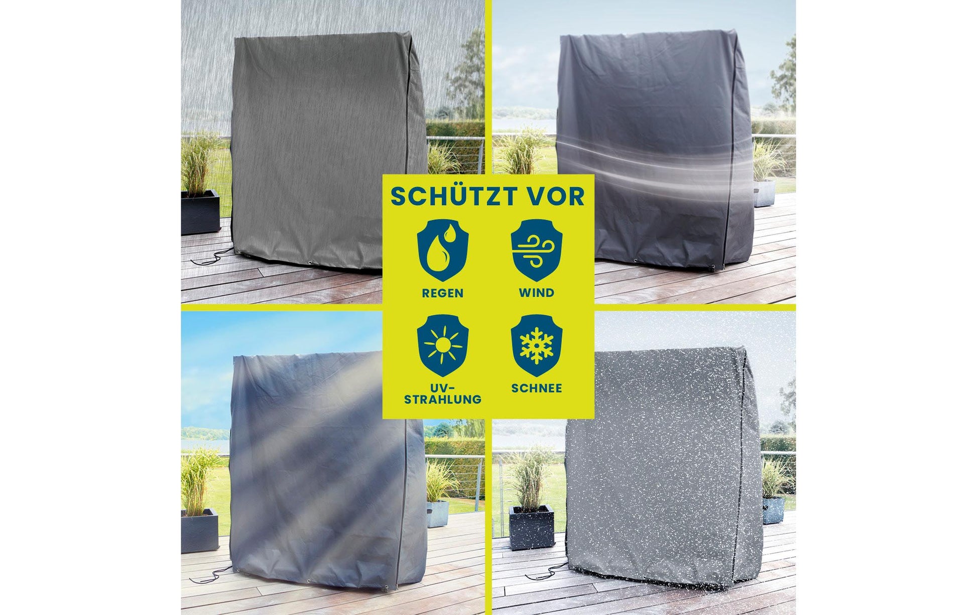 Hoberg Strandkorbabdeckung – 140 × 100 × 165 cm, Grau