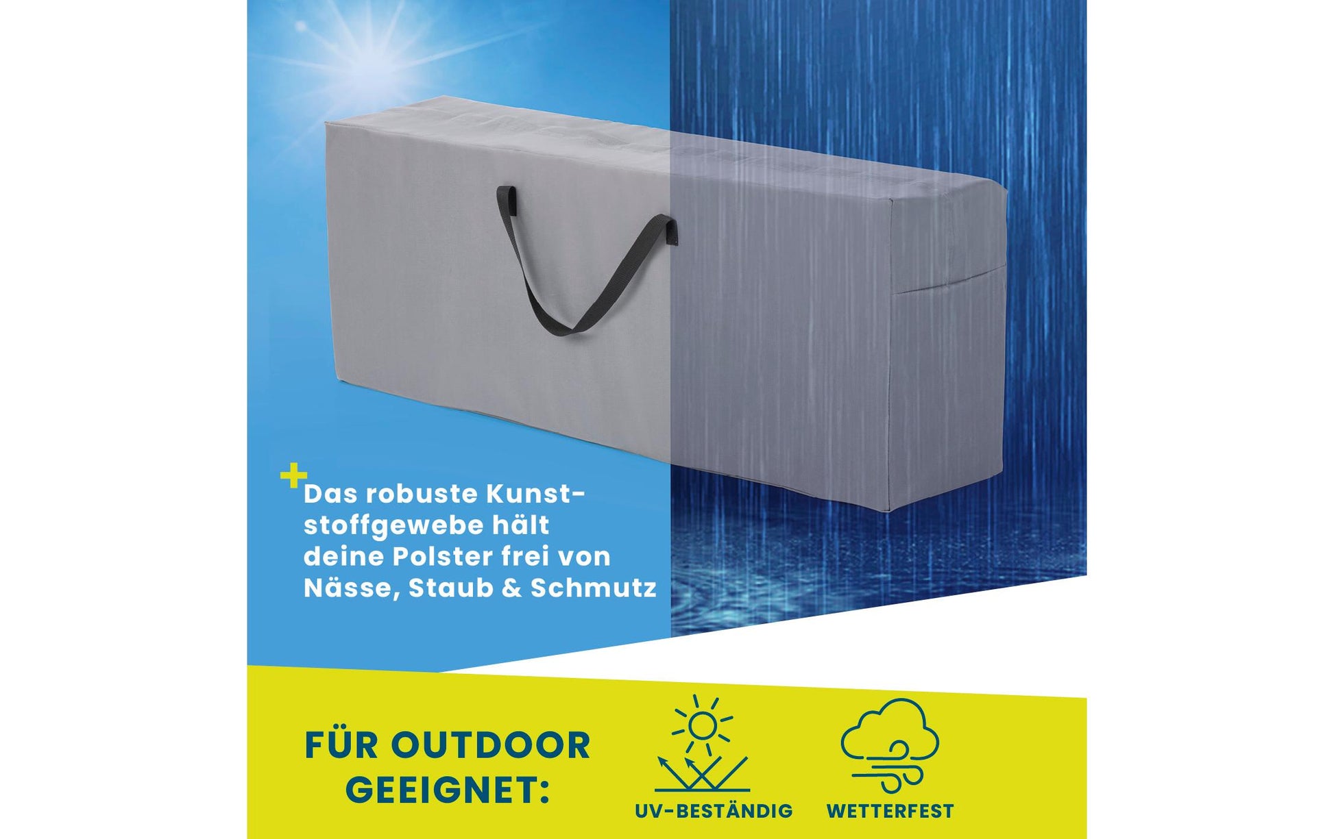 Hoberg Aufbewahrungstasche 1300 × 500 × 320 mm – Grau – für Gartenmöbel
