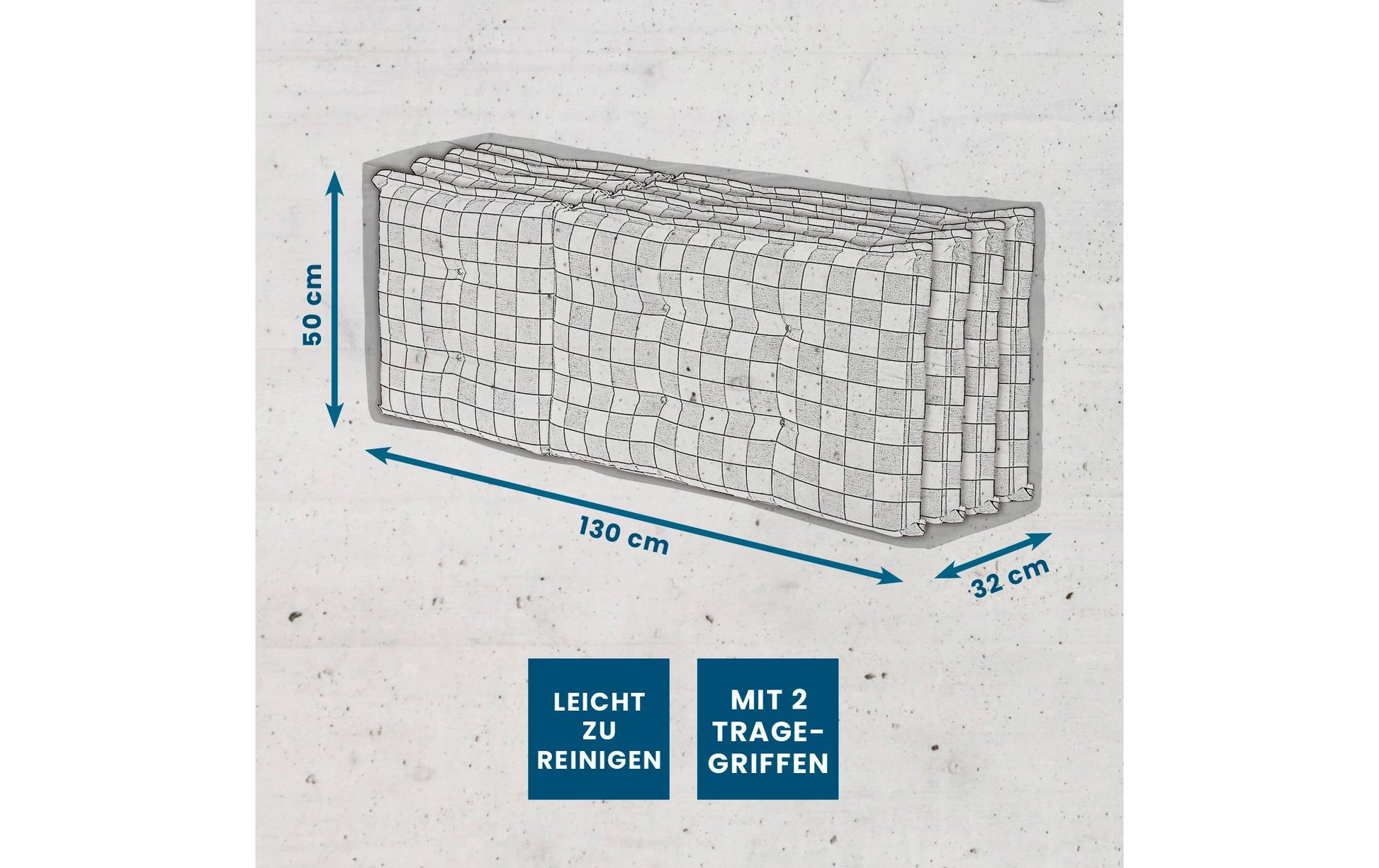 Hoberg Aufbewahrungstasche 1300 × 500 × 320 mm – Grau – für Gartenmöbel