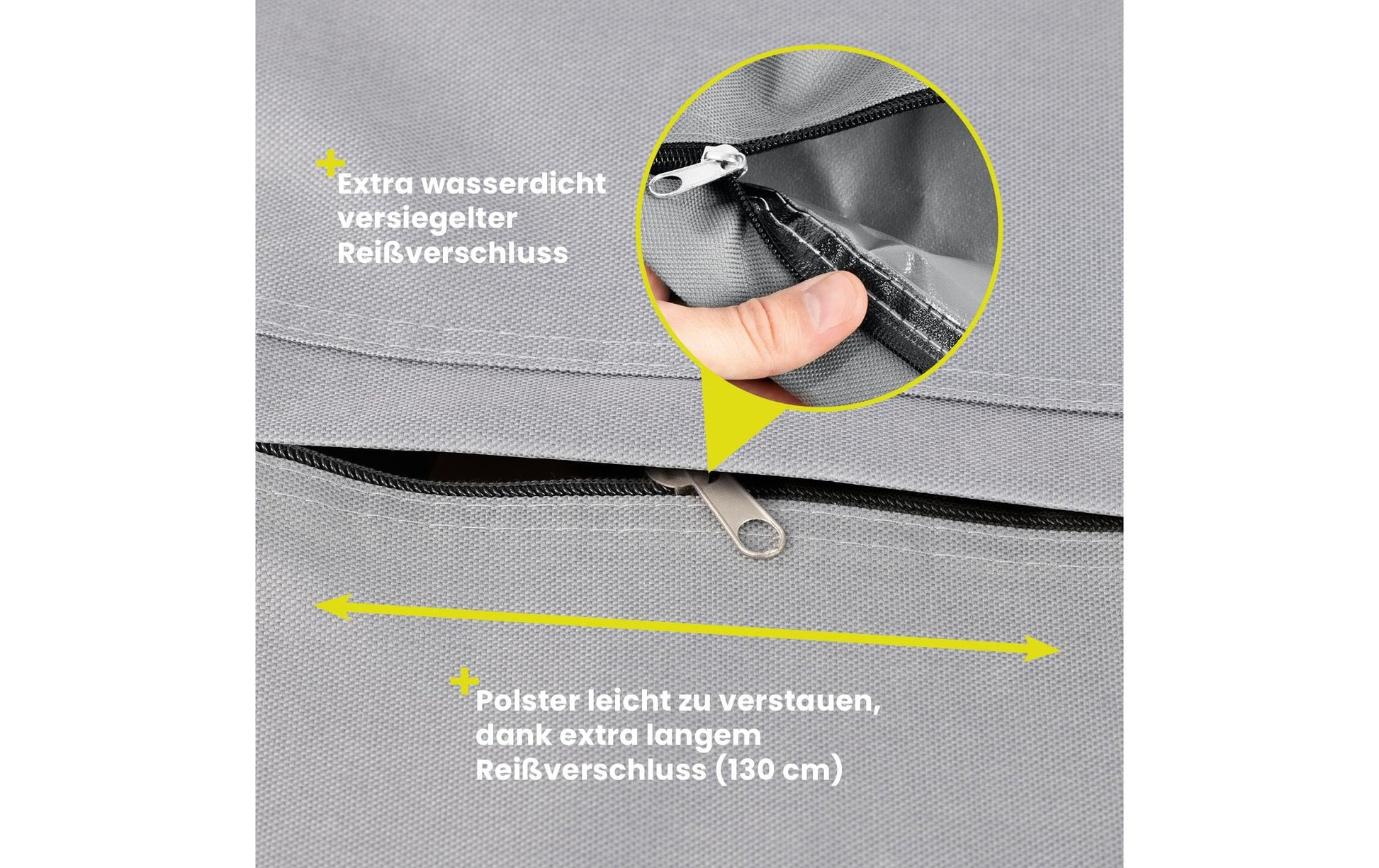 Hoberg Aufbewahrungstasche 1300 × 500 × 320 mm – Grau – für Gartenmöbel