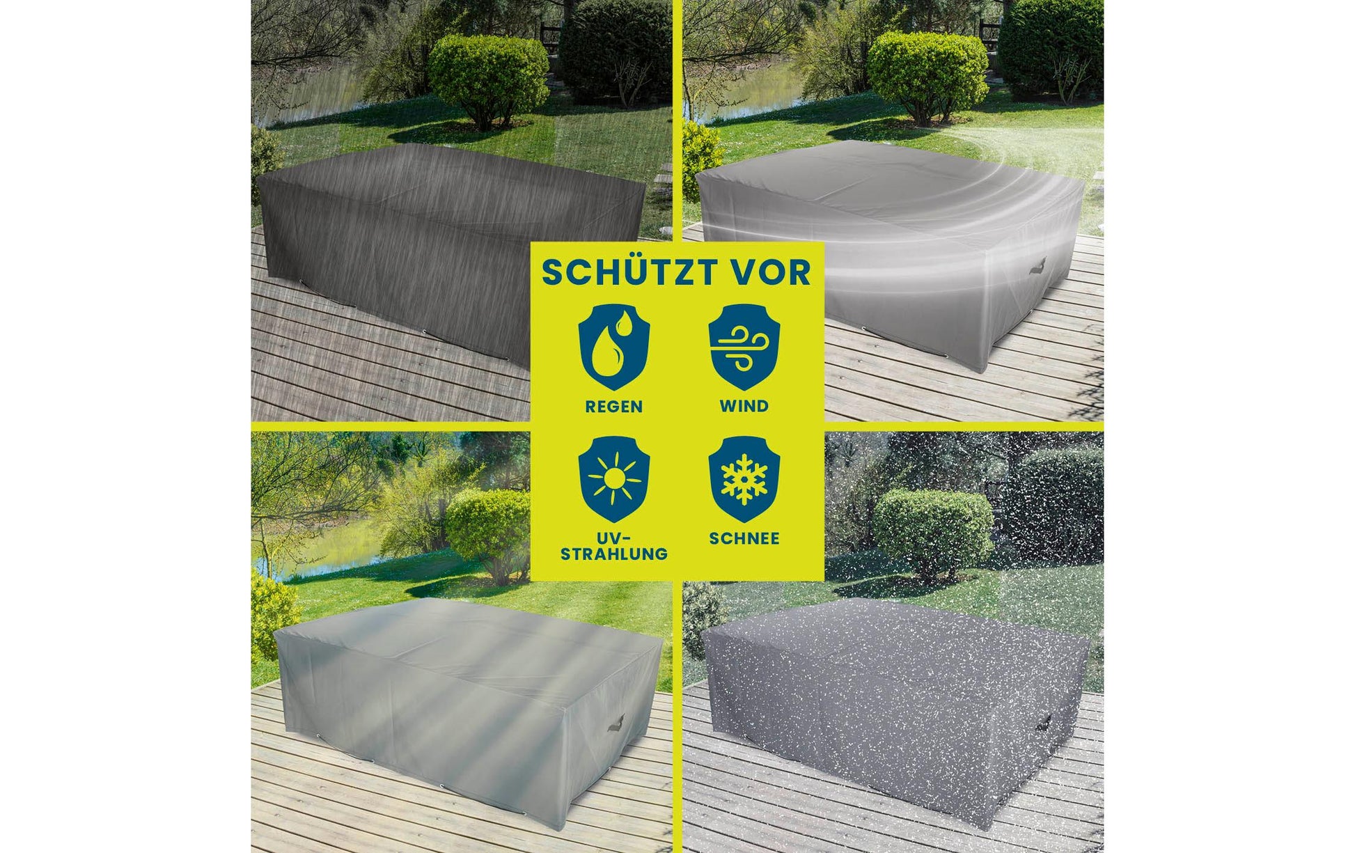Hoberg Abdeckhaube 2000 × 1600 × 700 mm – Grau – für Gartenmöbel