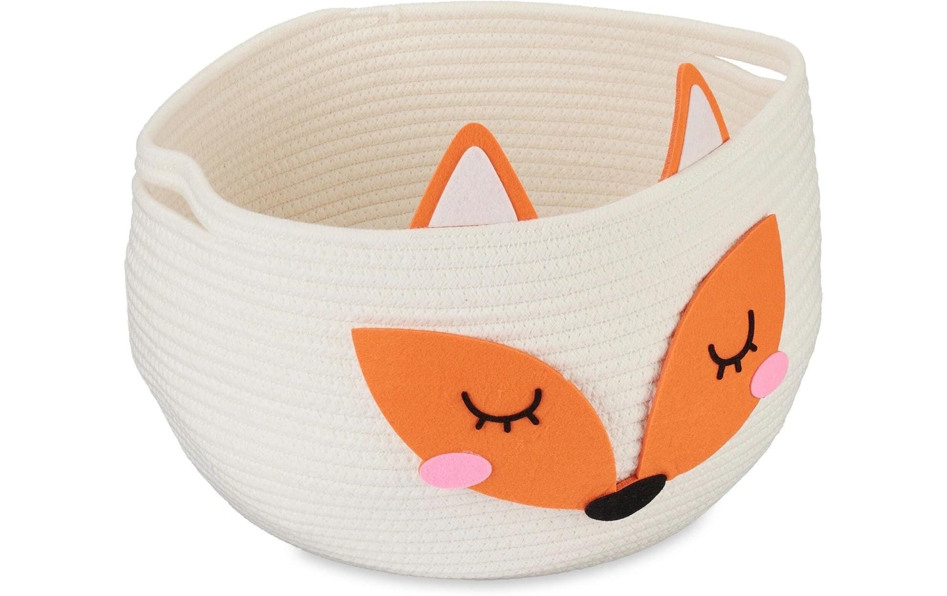 Relaxdays Aufbewahrungskorb – Baumwolle – Weiss/Orange – Ø 350 × 260 mm