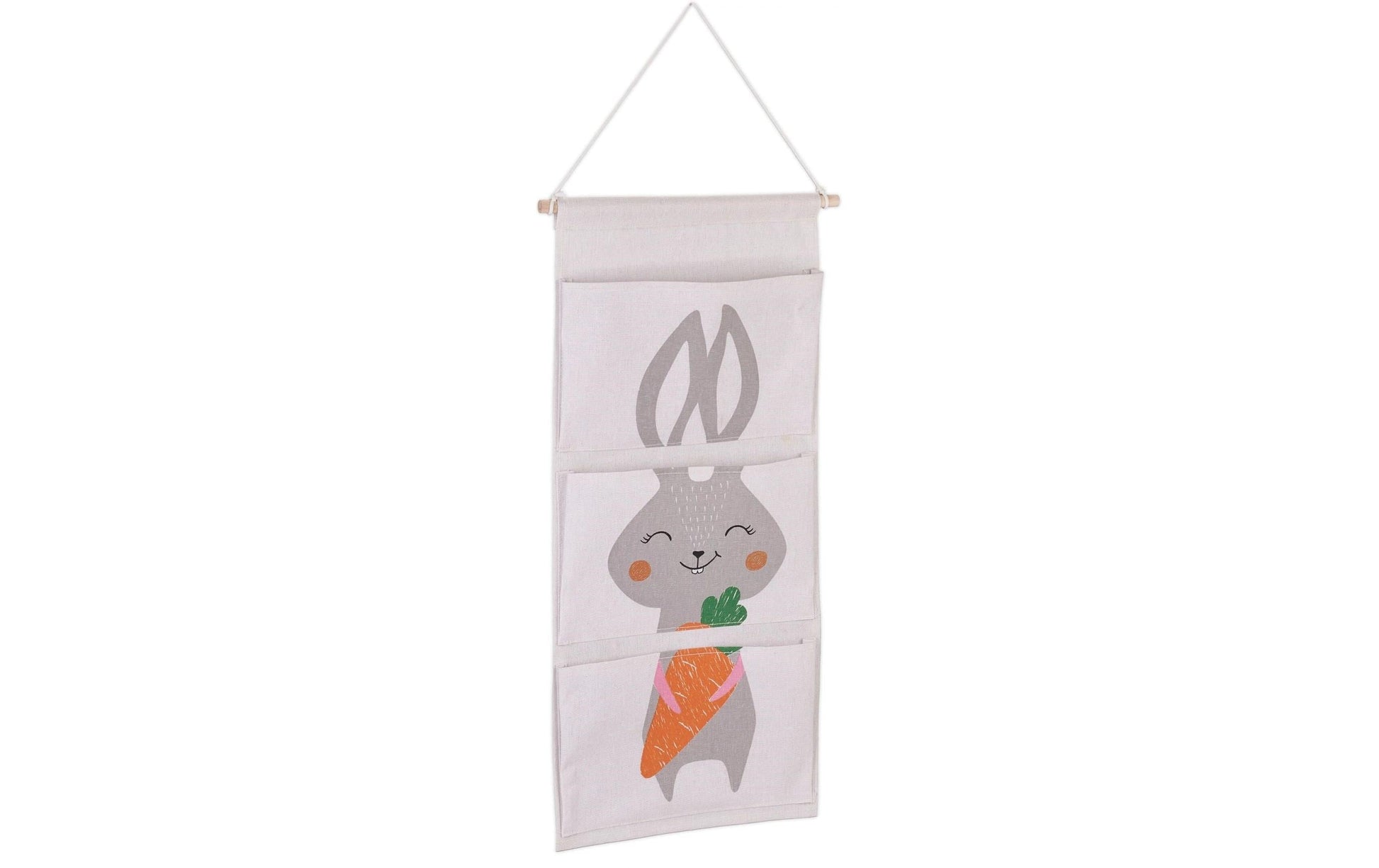 Relaxdays Aufbewahrungsbox Hängematte – Baumwolle/Holz – Grau – 3 Fächer – 335 × 820 × 20 mm