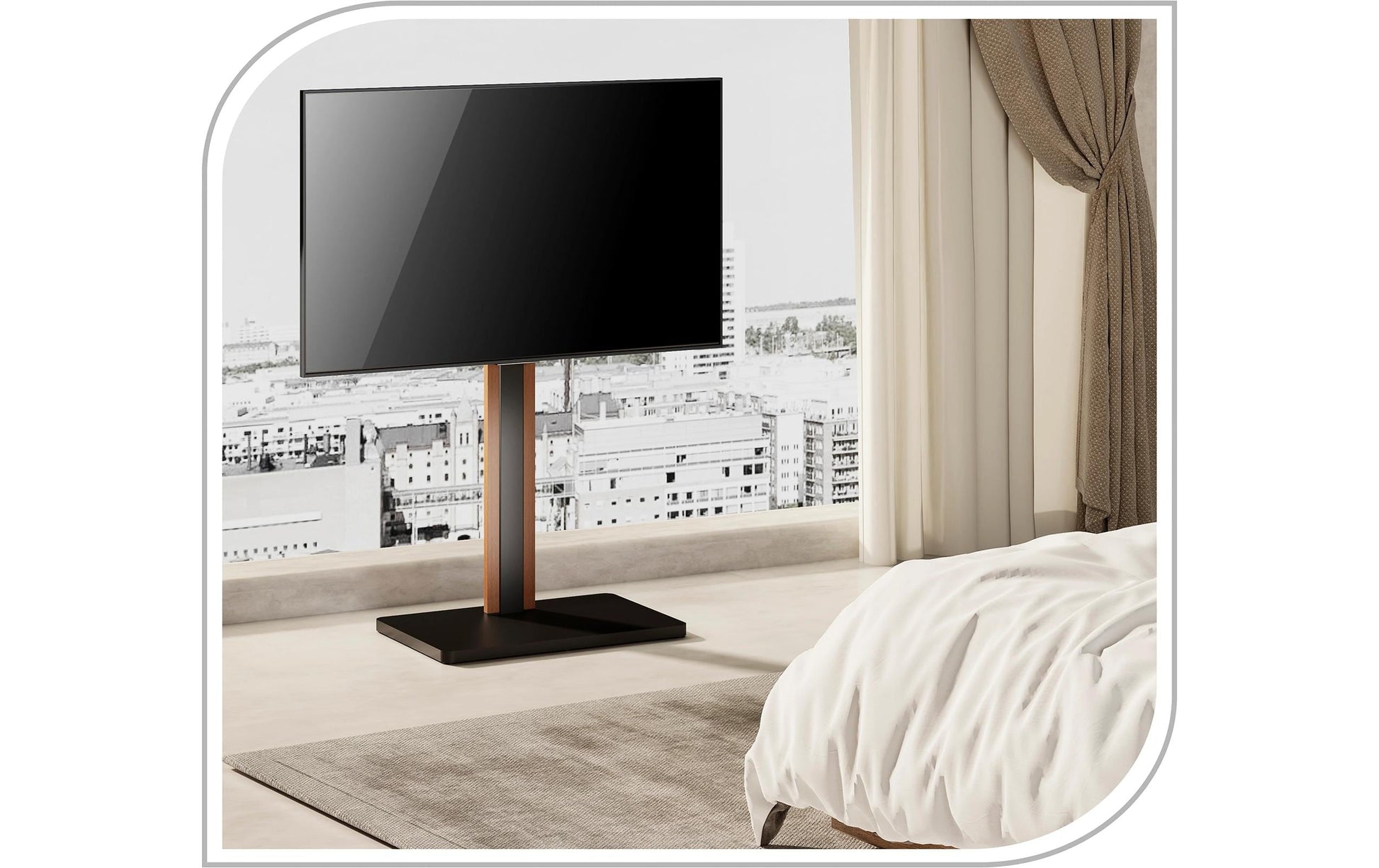 Puremounts PM-TVS-10 – Displayständer, bis 65", VESA 400×400, bis 40 kg, höhenverstellbar, schwarz