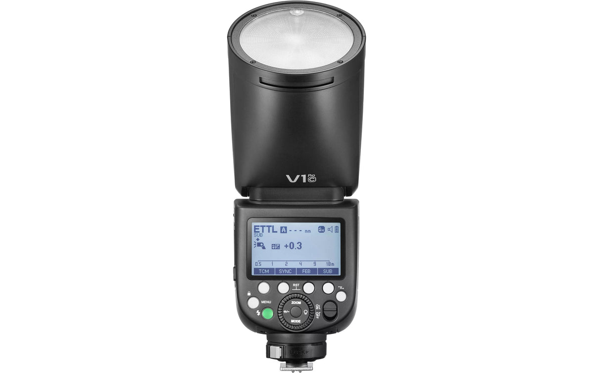 Godox V1 PRO Aufsteckblitz – TTL, 2980 mAh Akku, 1,5 s Blitzfolgezeit – für OM-System, Panasonic