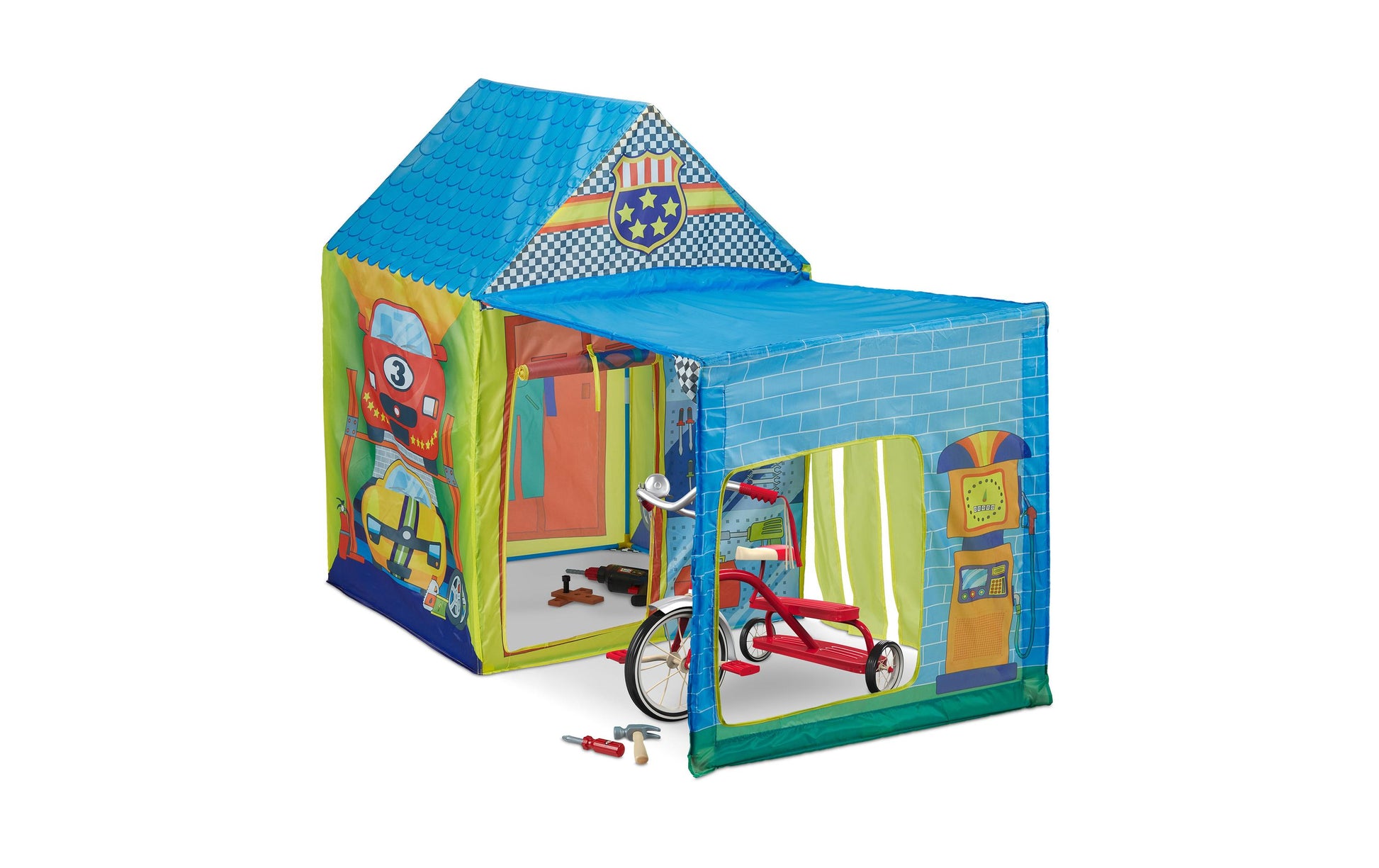 Relaxdays Spielzelt Autowerkstatt – 71,0 × 71,0 × 108,0 cm – 1 Stück – ab 3 J. – mehrfarbig