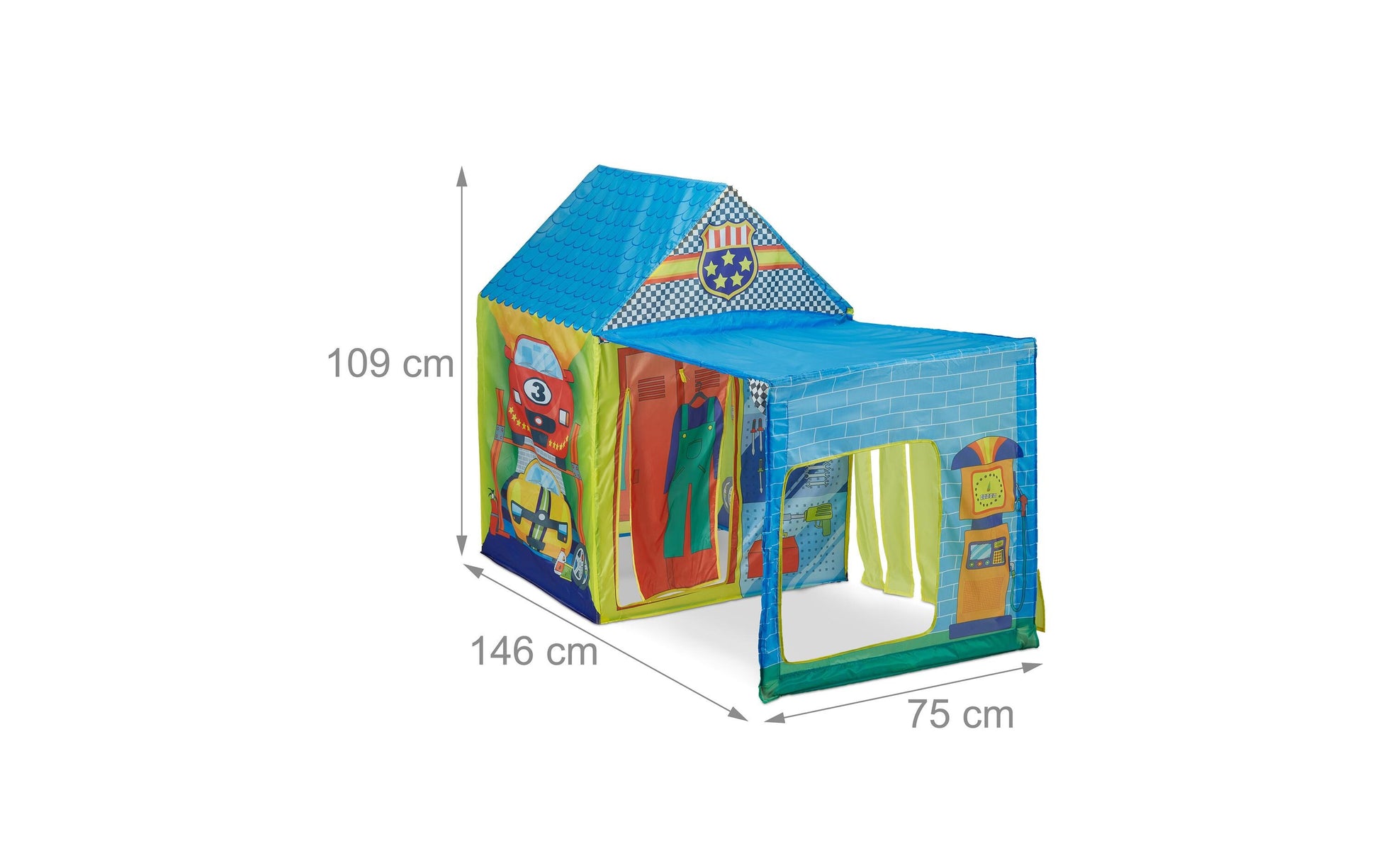 Relaxdays Spielzelt Autowerkstatt – 71,0 × 71,0 × 108,0 cm – 1 Stück – ab 3 J. – mehrfarbig