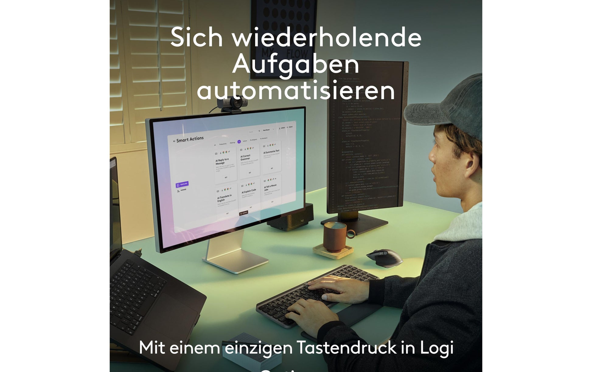 Logitech MX Keys S Combo für Mac – Tastatur, DE-Layout (DE), Space Grey – für macOS