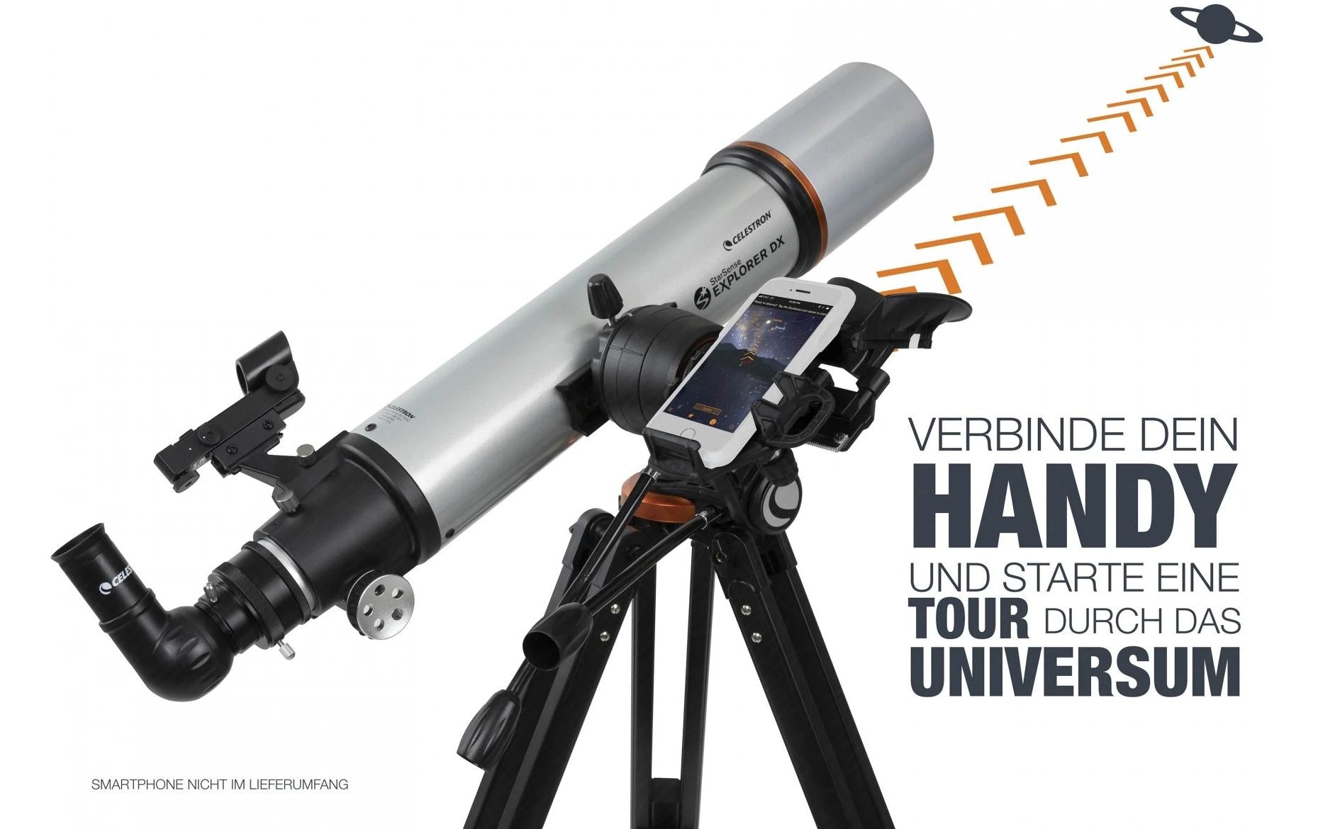 Celestron StarSense Explorer DX 102 – Refraktor, 102 mm Öffnung, 660 mm Brennweite, f/6,5, 240×, silber