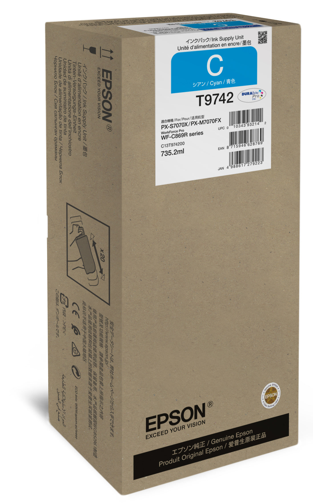 Epson Tintenpatrone T9742, cyan, 84'000 Seiten
